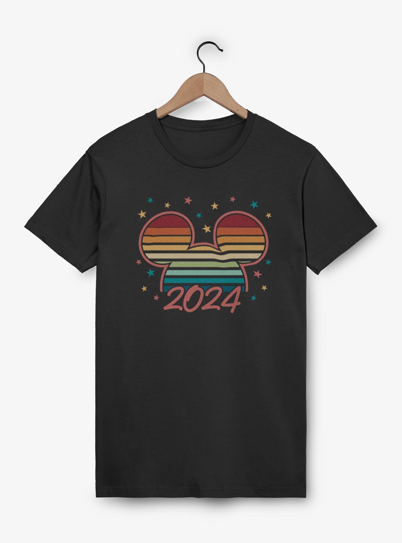 Disney Mickey Mouse Mickey Ears 2024 Sparkle Stripes T-Shirt,New Products : American Fashion Style Bags On Sale