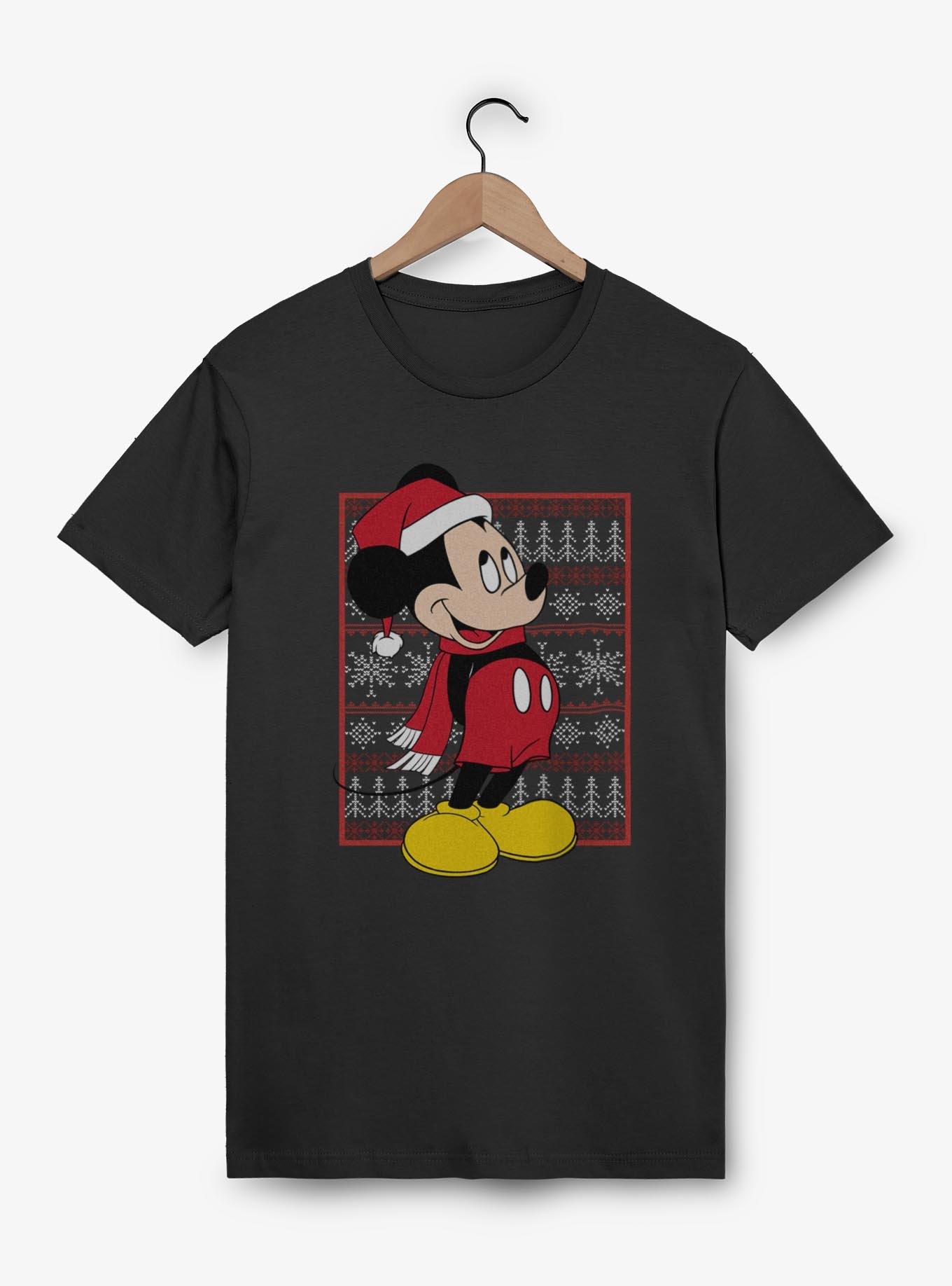 Disney Mickey Mouse Ugly Christmas Pattern T-Shirt, BLACK, hi-res