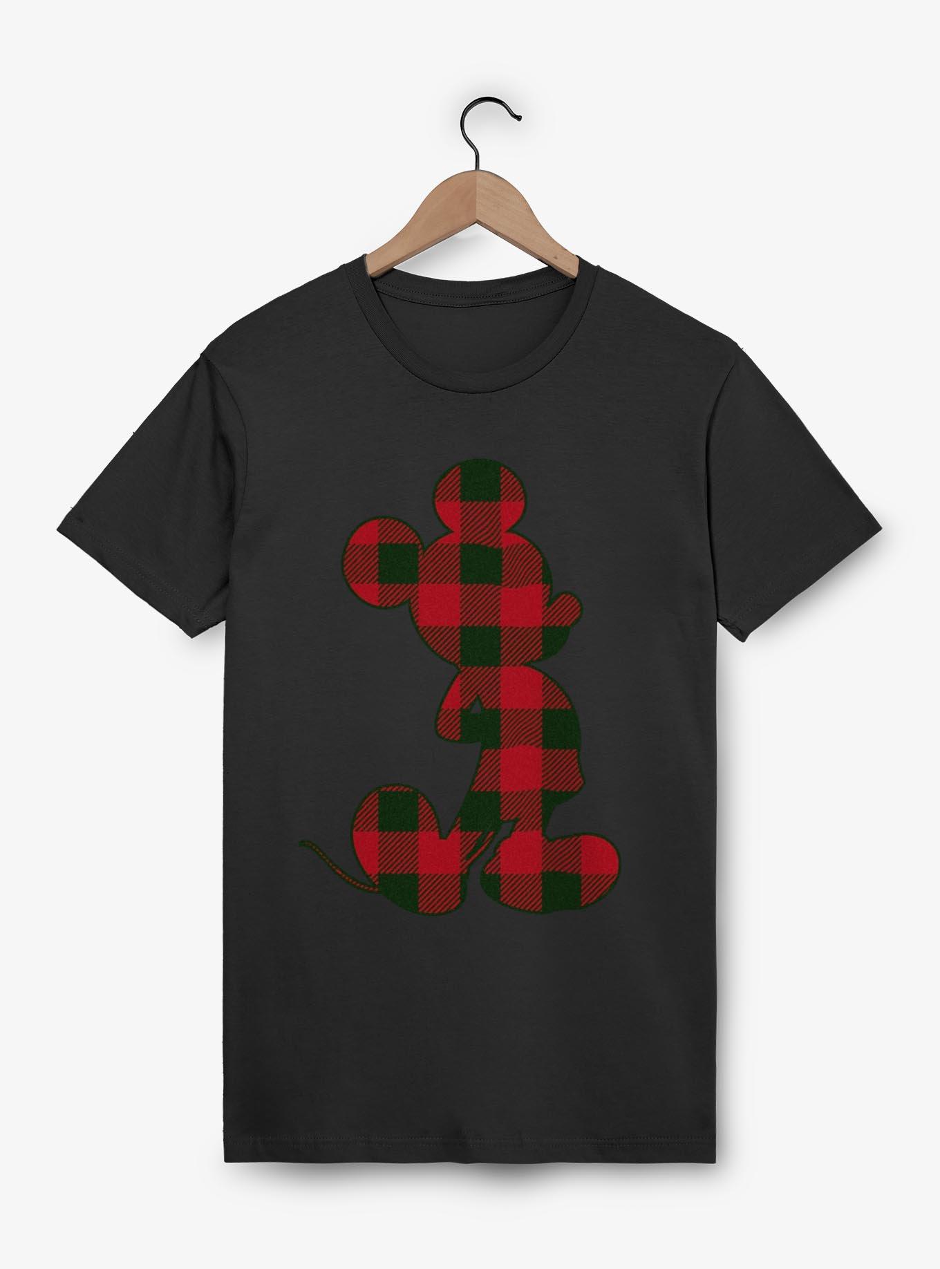 Disney Mickey Mouse Christmas Checkered Mickey T-Shirt, BLACK, hi-res