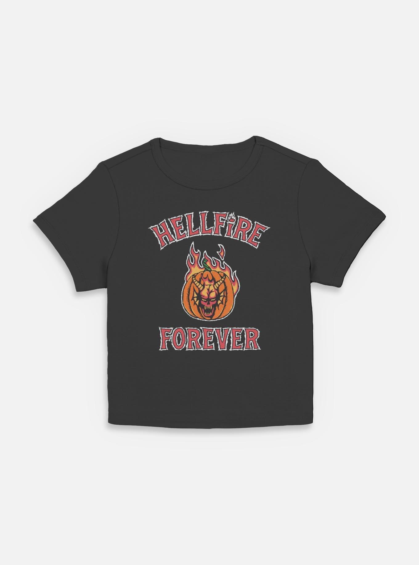 Stranger Things Hellfire Forever Pumpkin Womens Baby T-Shirt, BLACK, hi-res