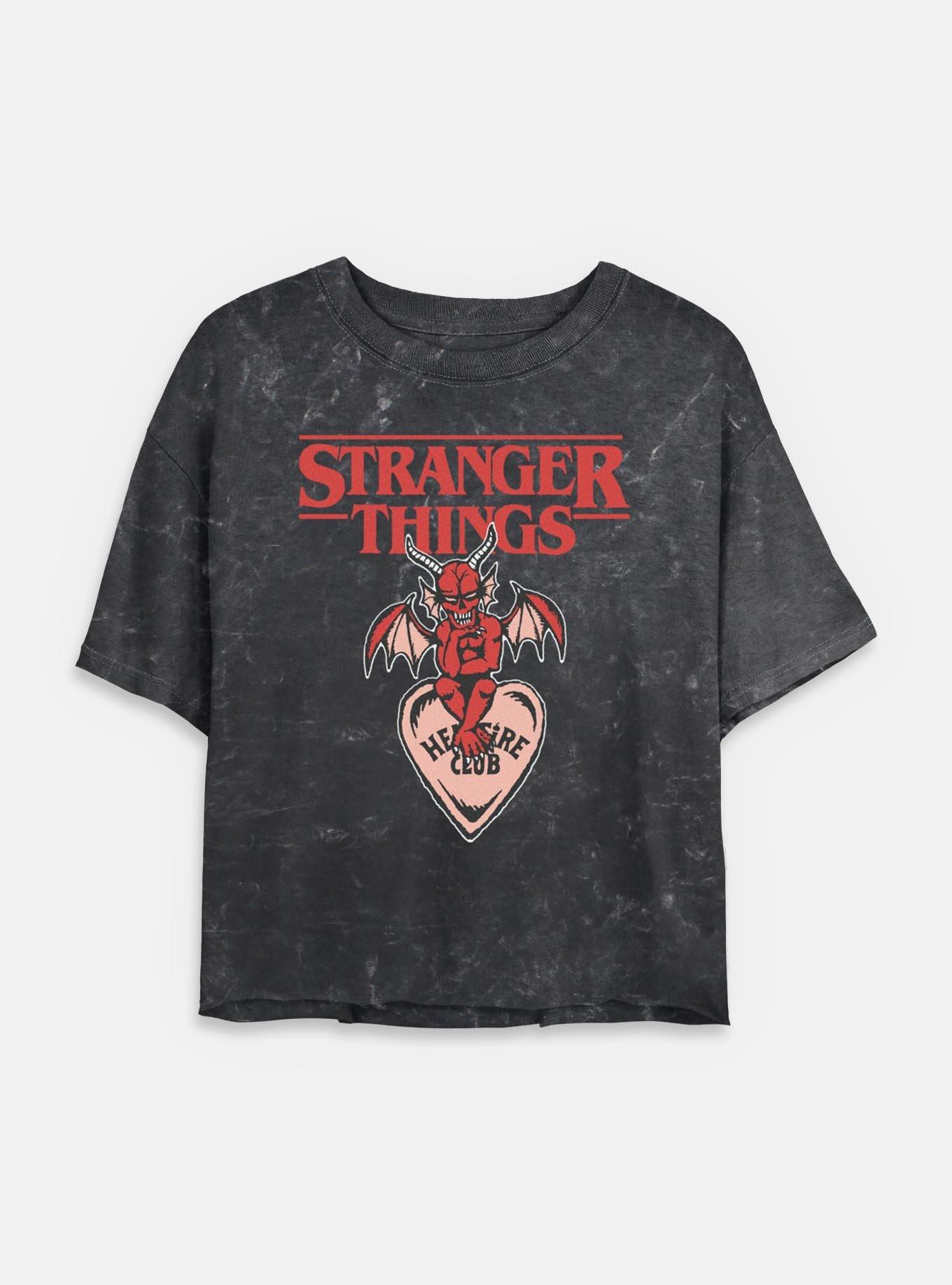 Stranger Things Hellfire Club Devil Womens Mineral Wash Crop T-Shirt, BLACK, hi-res