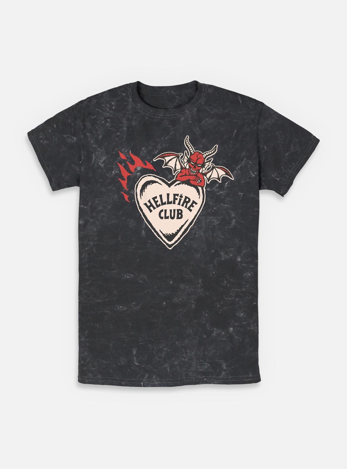 Stranger Things Hellfire Club Devil Heart Mineral Wash T-Shirt, BLACK, hi-res