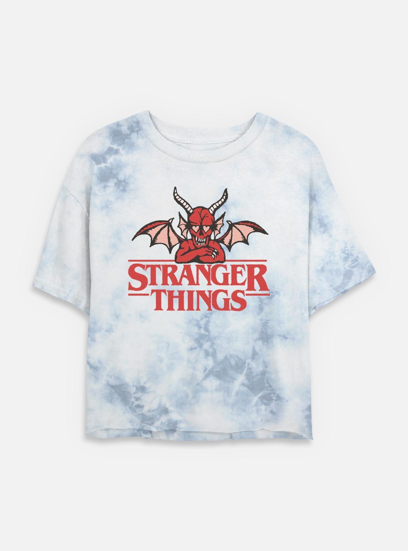 Stranger Things Hellfire Club Devil Womens Tie-Dye Crop T-Shirt, WHITEBLUE, hi-res