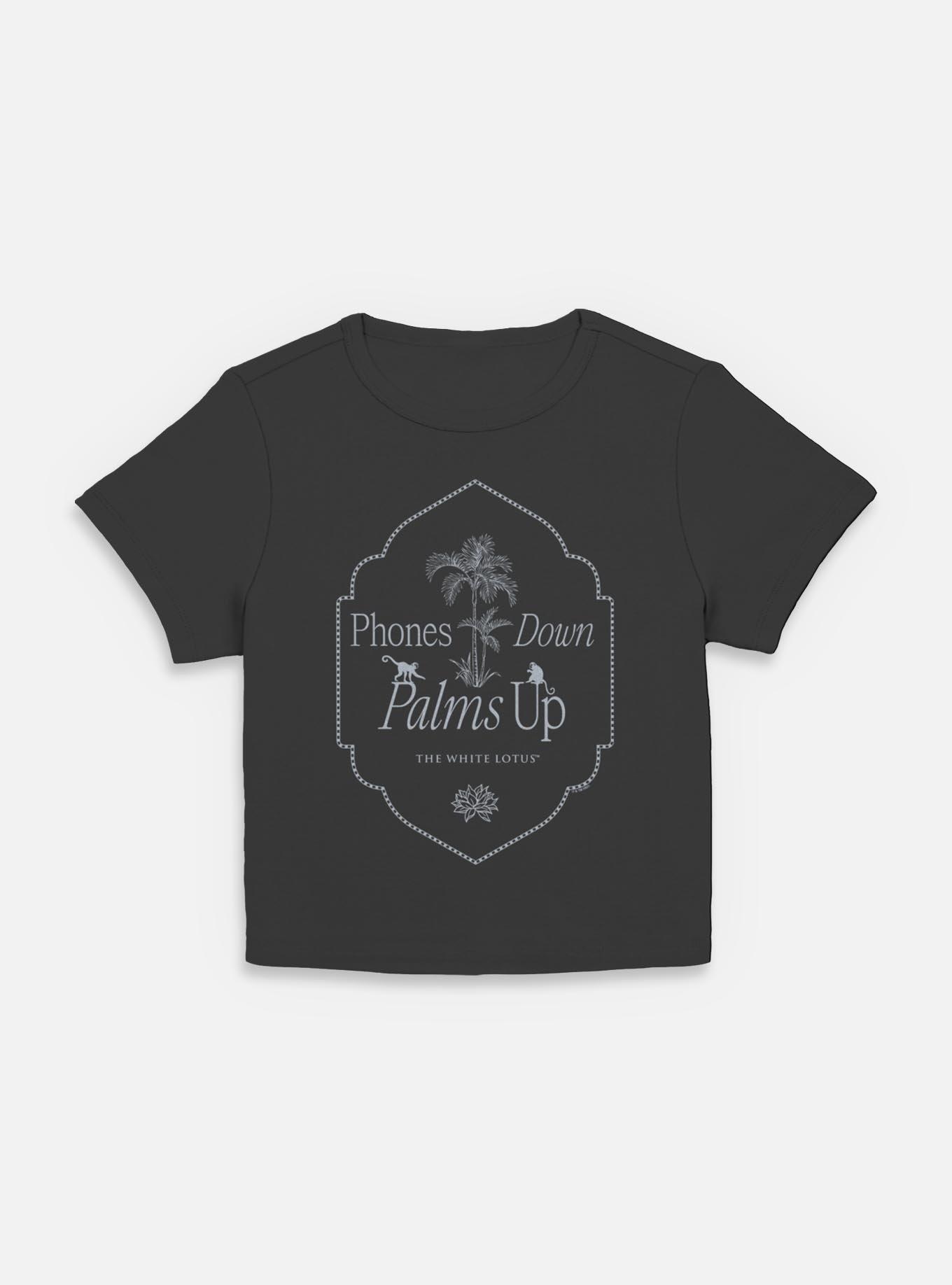 The White Lotus Phones Down Palms Up Women Baby T-Shirt, BLACK, hi-res