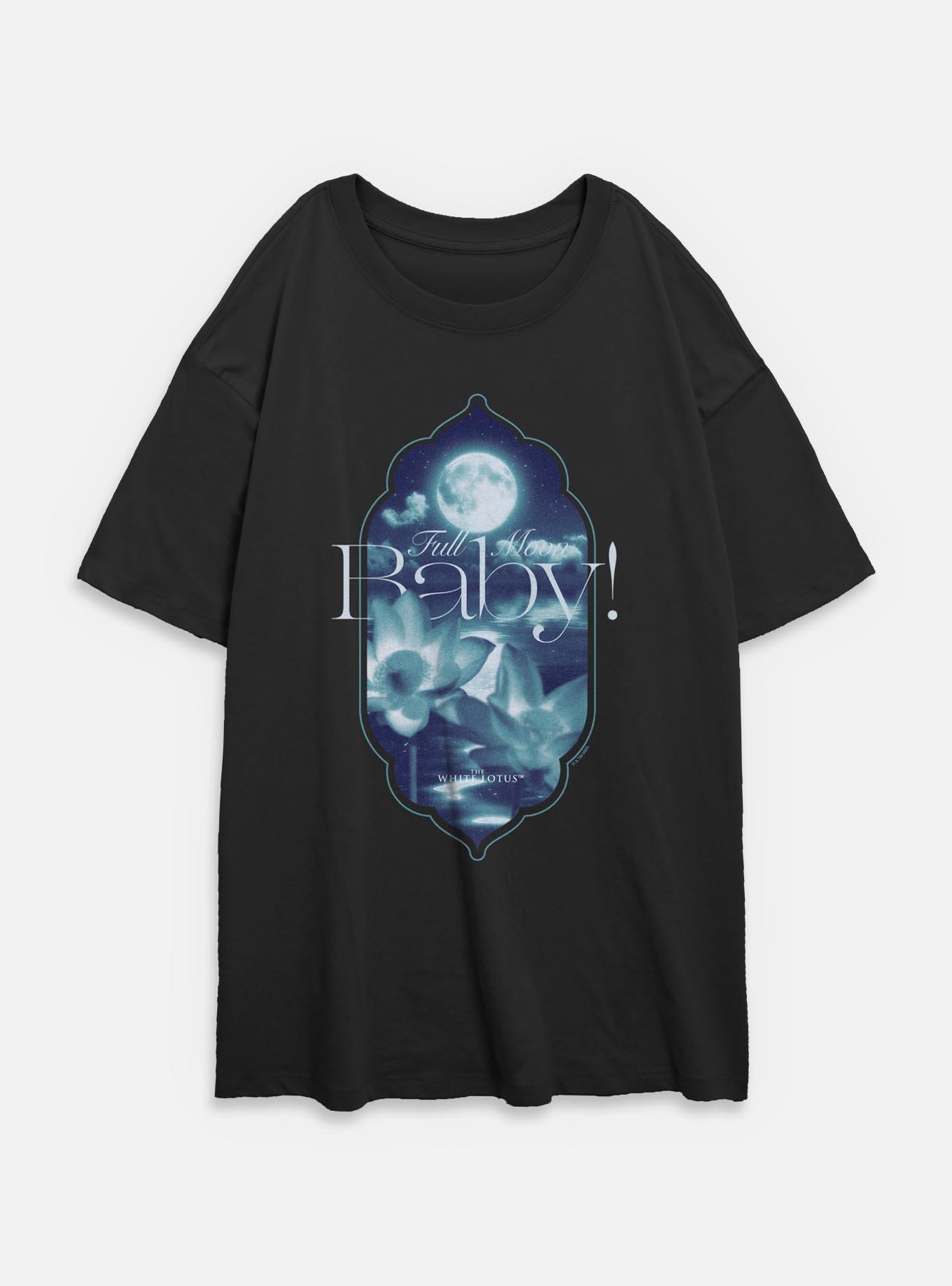 The White Lotus Full Moon Baby Womens Oversized T-Shirt, BLACK, hi-res