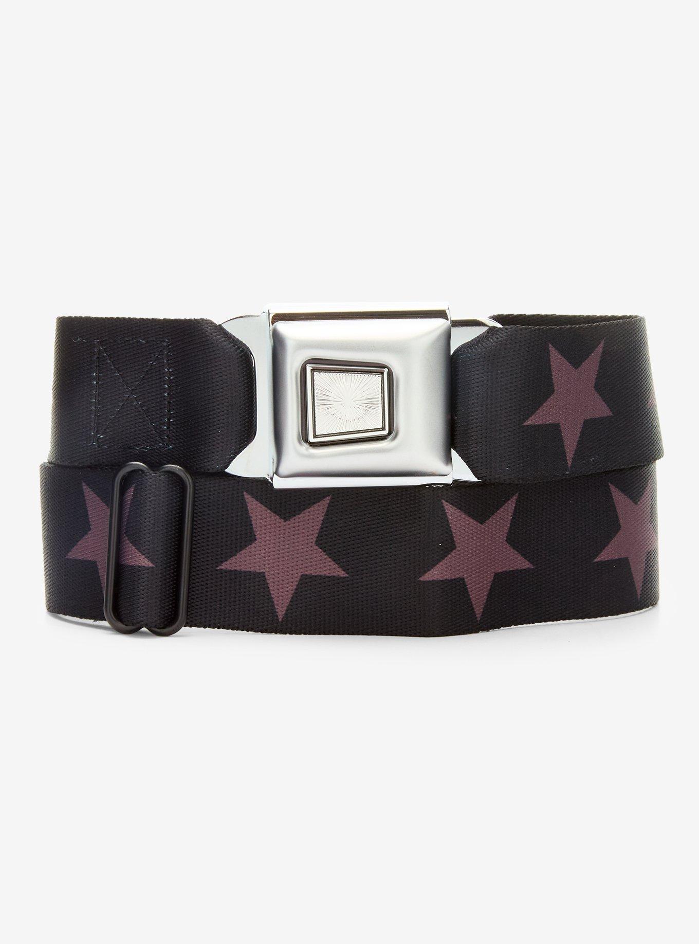 Buckle-Down Black & Taupe Star Seat Belt Belt, , hi-res