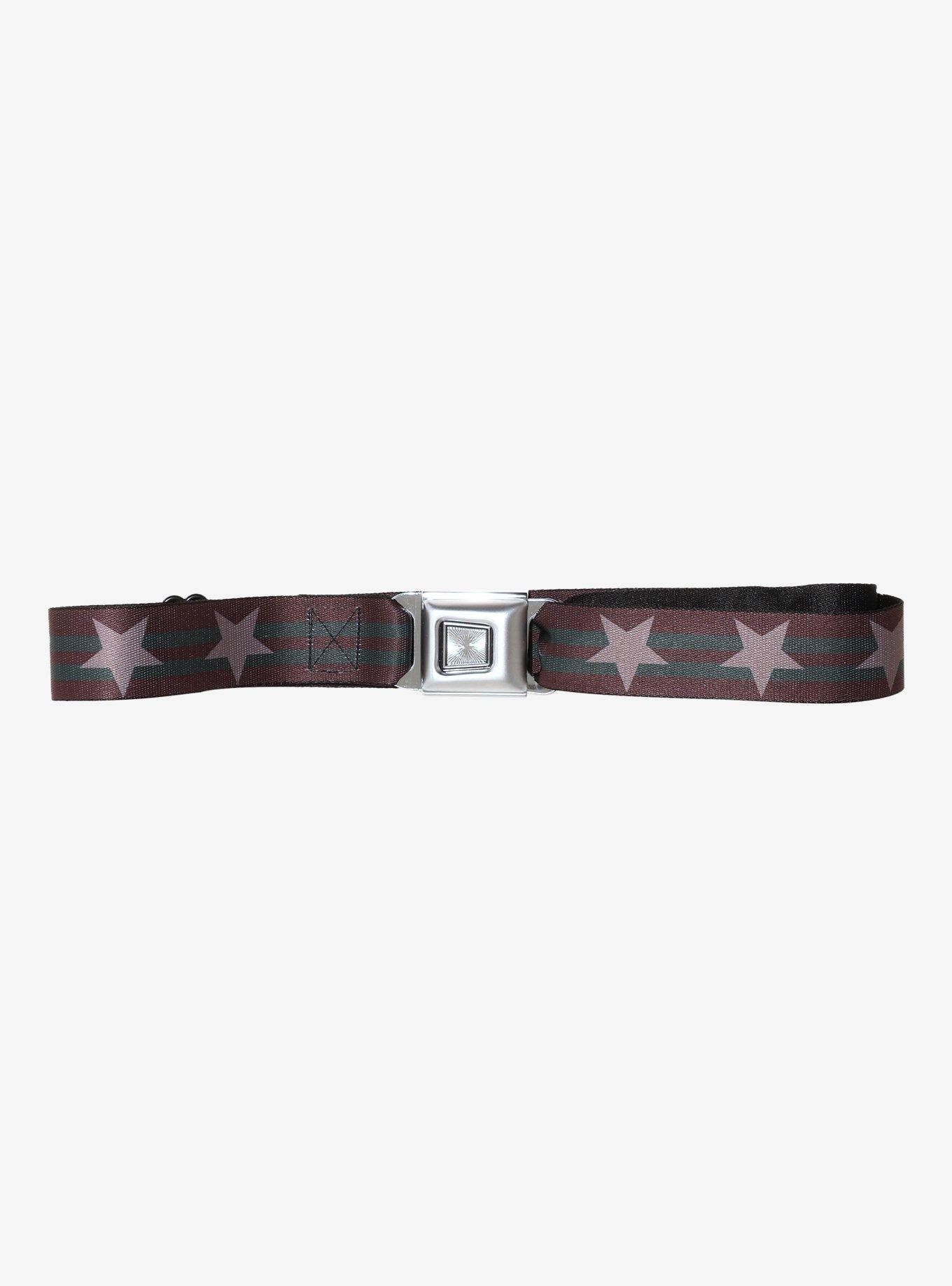 Buckle-Down Brown & Green Stripe Star Seat Belt Belt, , hi-res