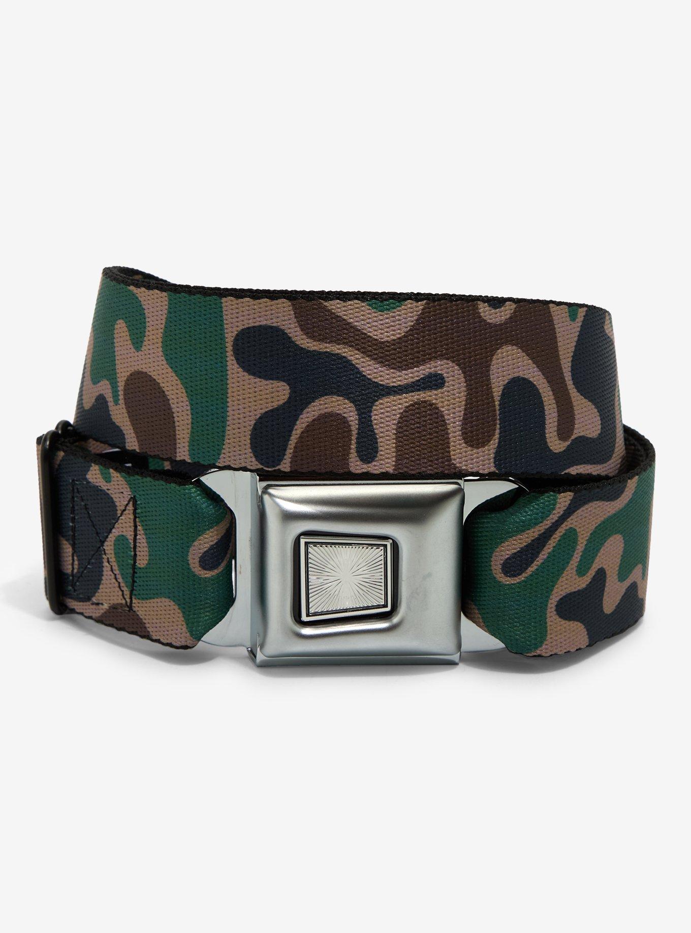 Green Camouflage Seatbelt Belt, , hi-res