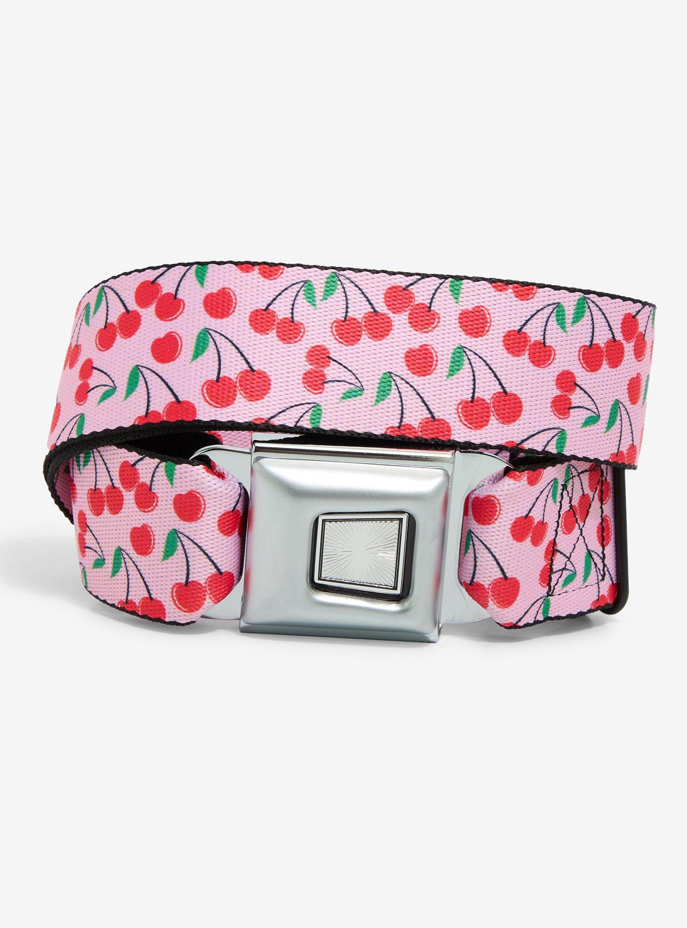 Buckle-Down Pink Cherry Seat Belt Belt, , hi-res