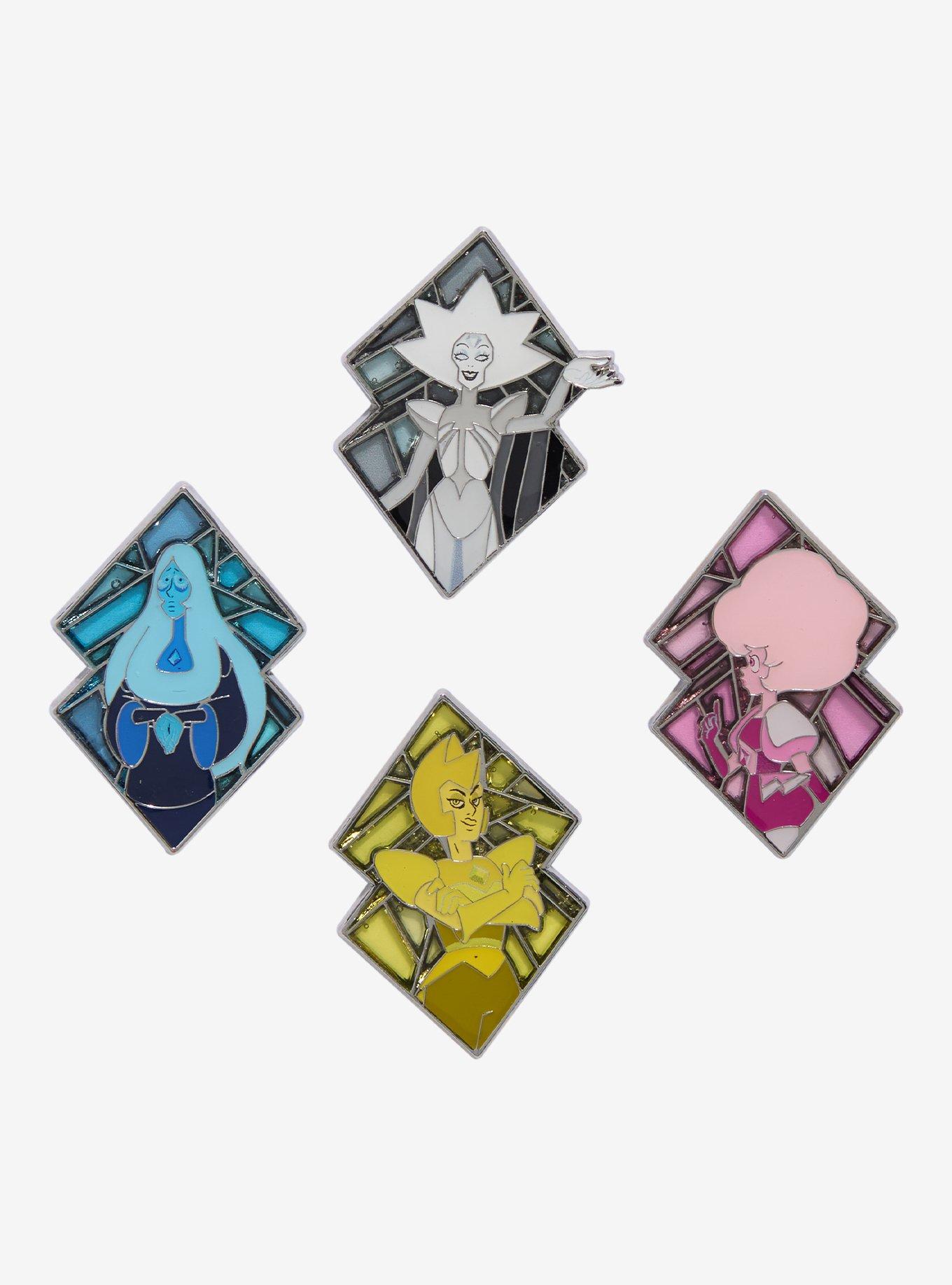Steven Universe Diamonds Stained Glass Portrait Blind Box Enamel Pin, , hi-res