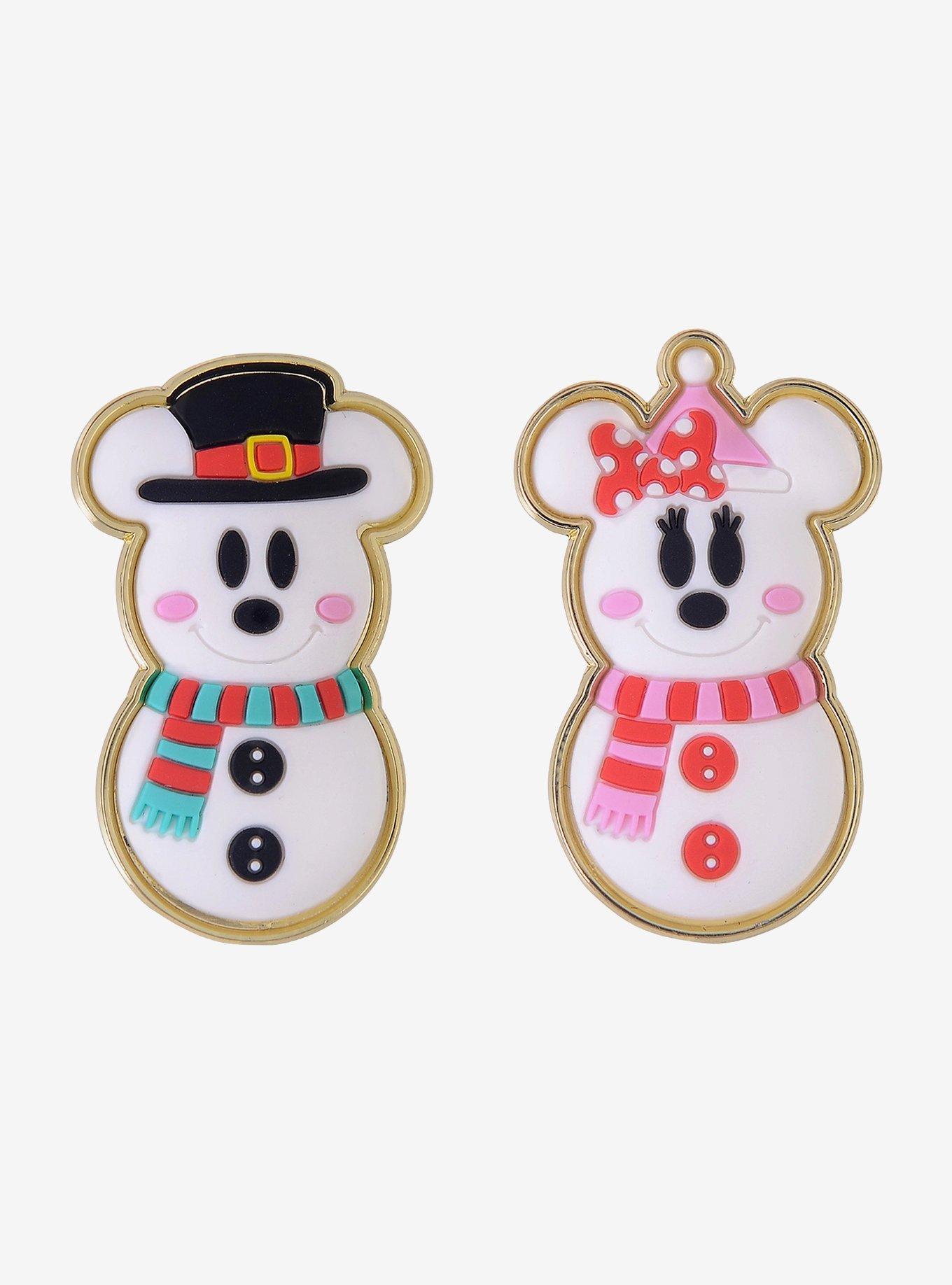 Disney Mickey & Minnie Snowman Enamel Pin Set – BoxLunch Exclusive, , hi-res