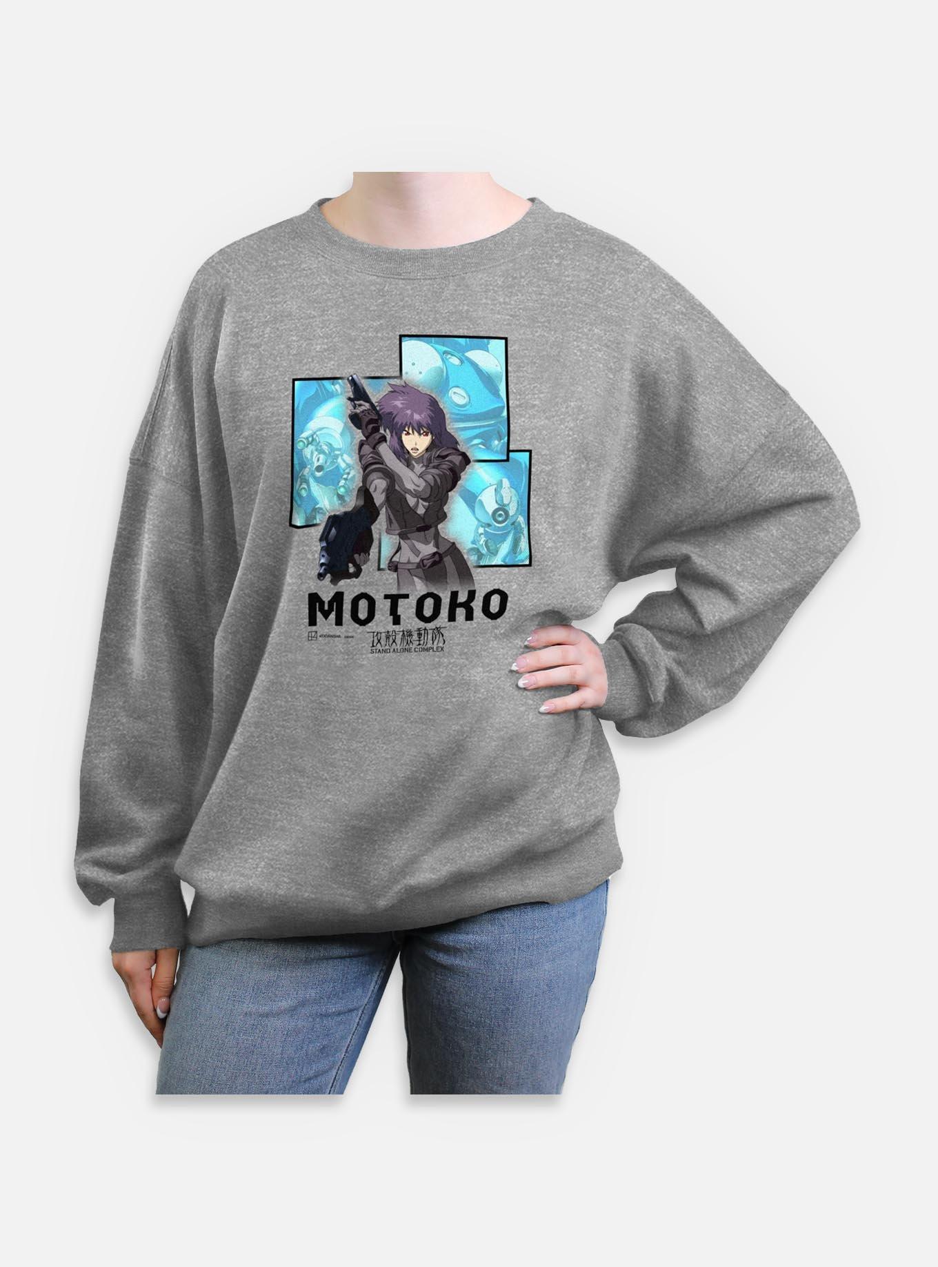 Ghost in the Shell Box Layered Womens Oversized Sweatshirt, HEATHER GR, hi-res