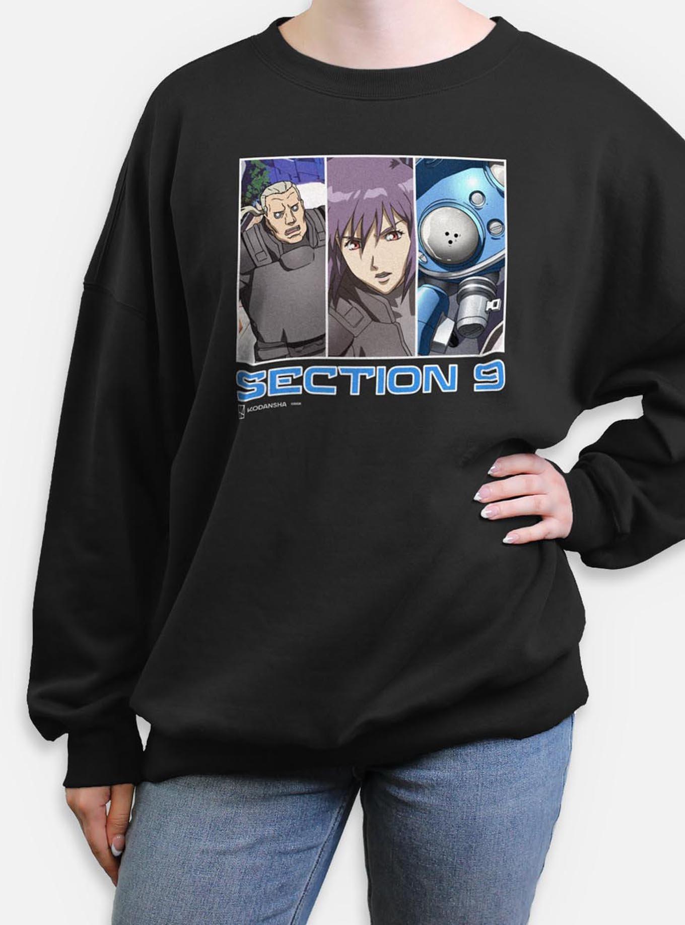 Ghost in The Shell Section 9 Team Womens Oversized Sweatshirt, BLACK, hi-res