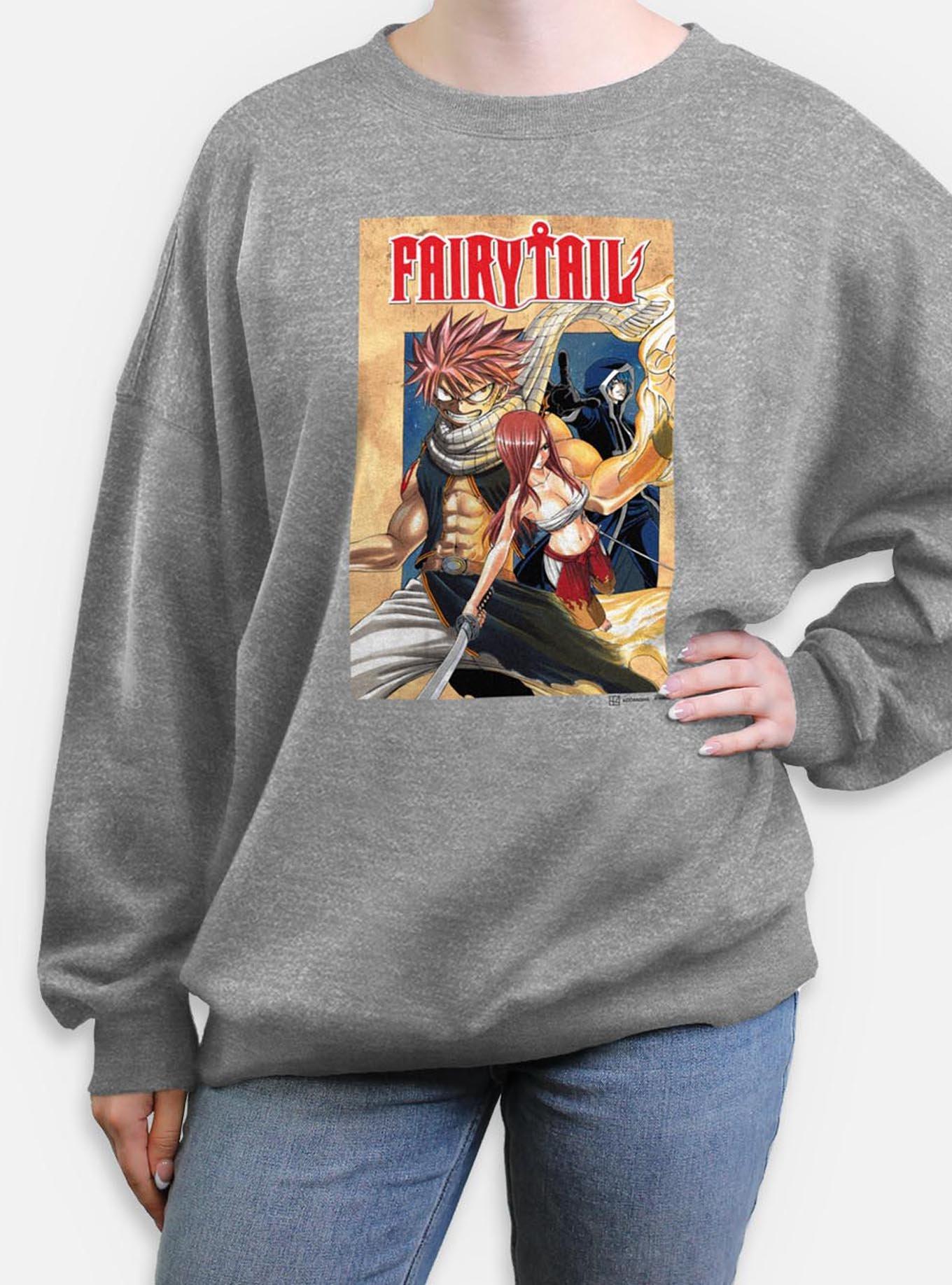 Fairy Tail Cover Womens Oversized Sweatshirt, HEATHER GR, hi-res