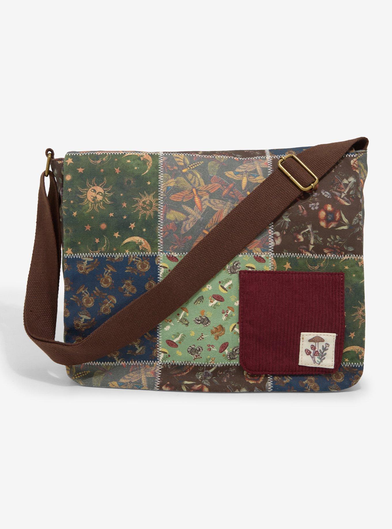 Celestial Grunge Patchwork Print Messenger Bag, , hi-res