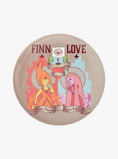 Adventure Time Finn, Princess Bubblegum, and Flame Princess Button Pin ...