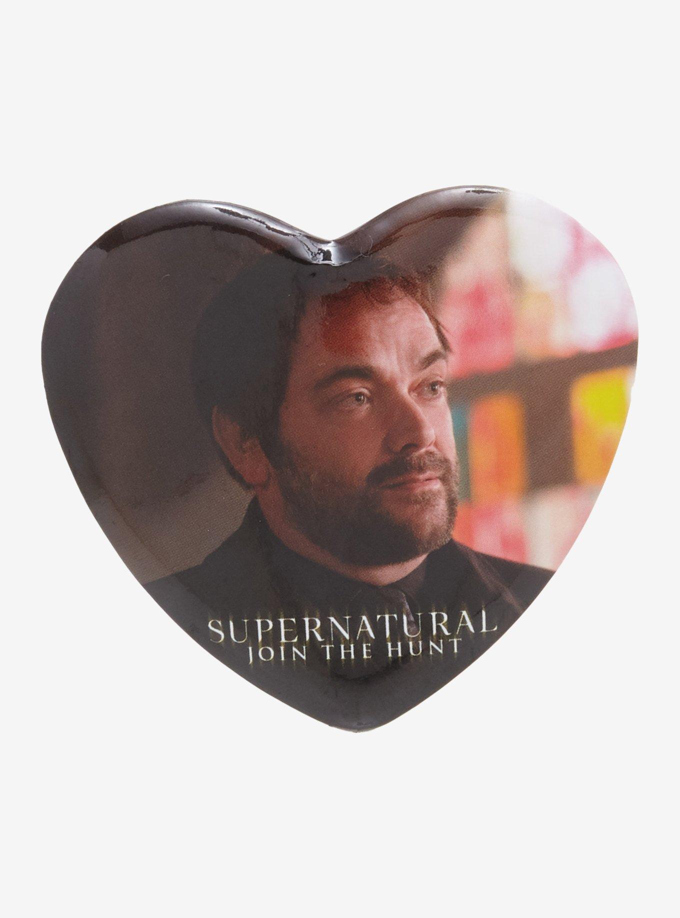 Supernatural Crowley Heart Button Pin, , hi-res