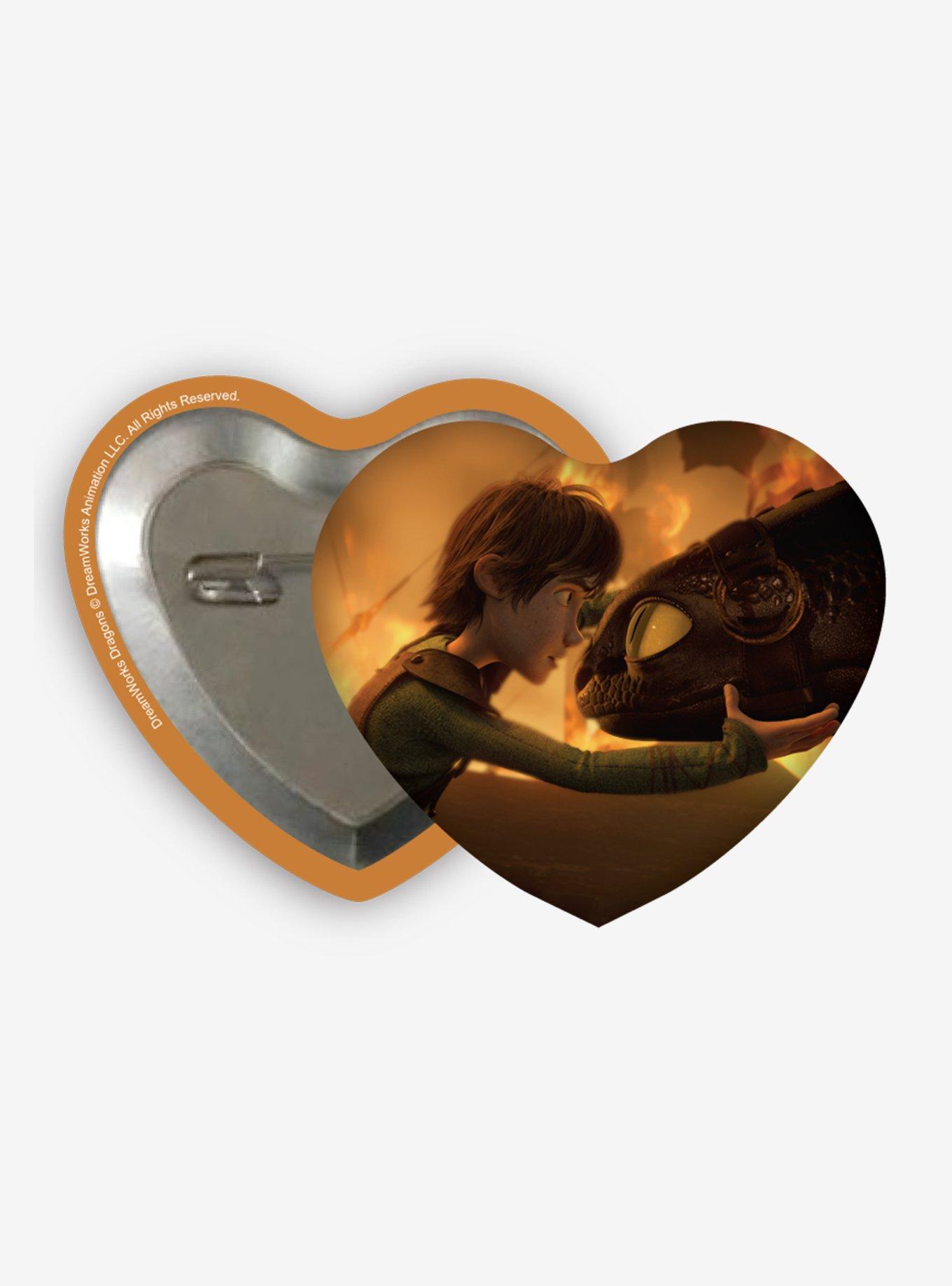 DreamWorks How to Train Your Dragon Toothless & Hiccup Heart-Shaped Button Pin, , hi-res