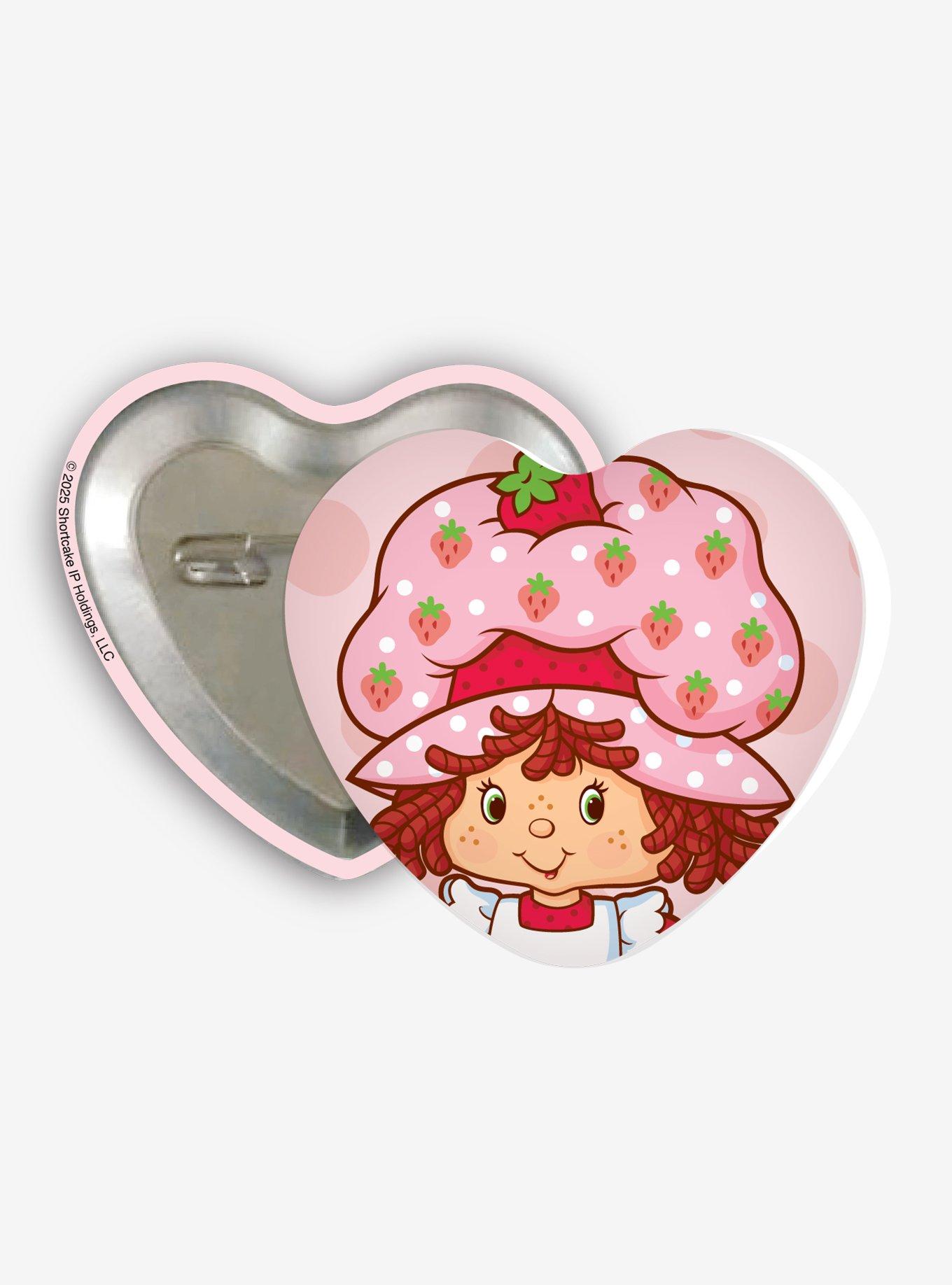 Strawberry Shortcake Portrait Heart Button Pin, , hi-res