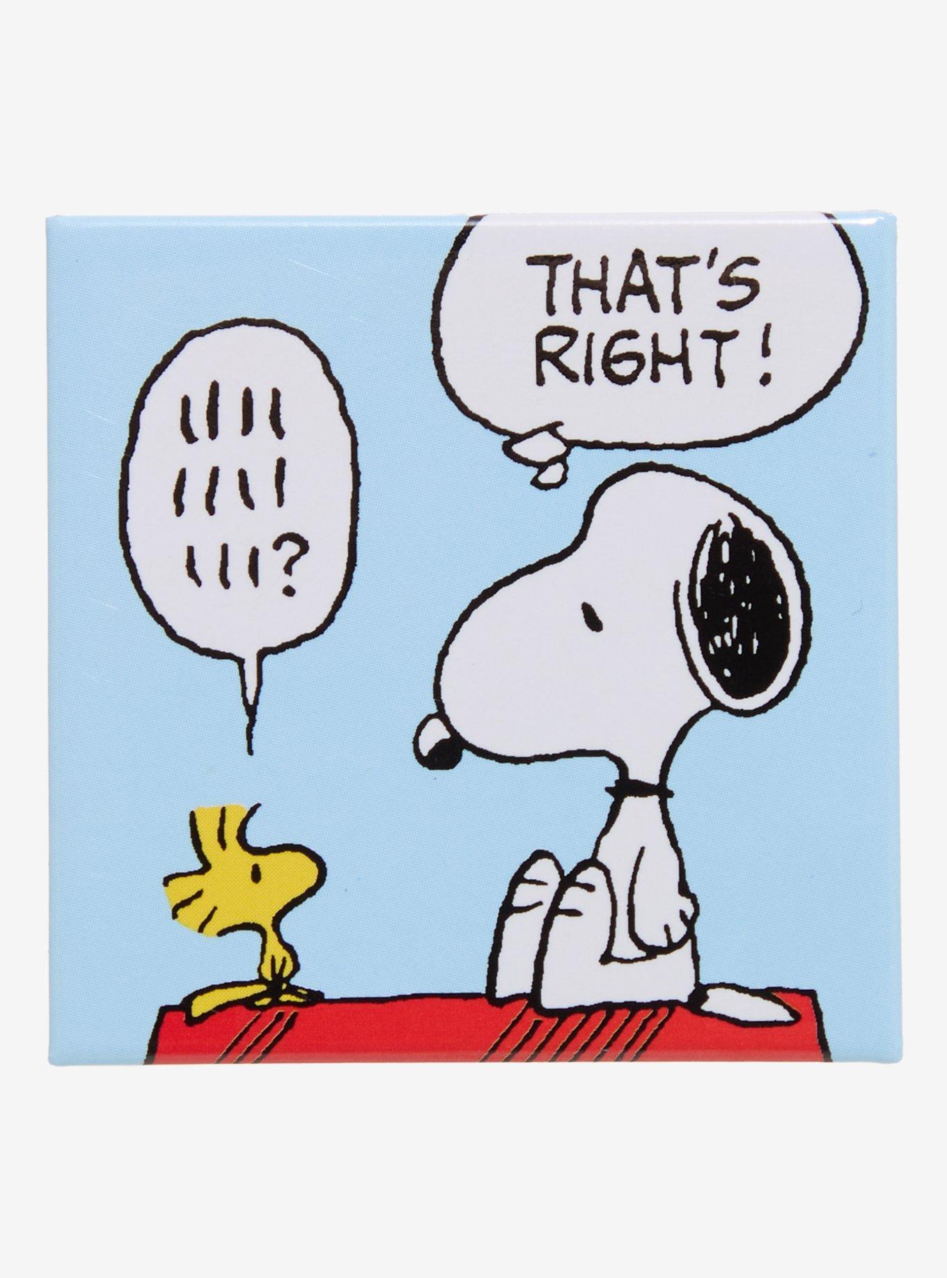 Peanuts Charlie Brown & Woodstock Speech Bubble Square Button Pin, , hi-res