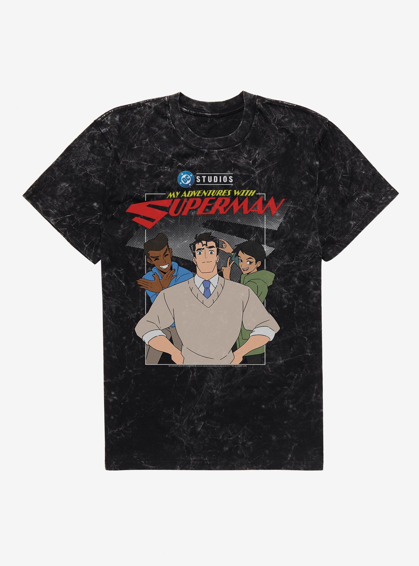 DC My Adventures With Superman Jimmy Olsen & Lois Lane Mineral Wash T-Shirt, BLACK MINERAL WASH, hi-res