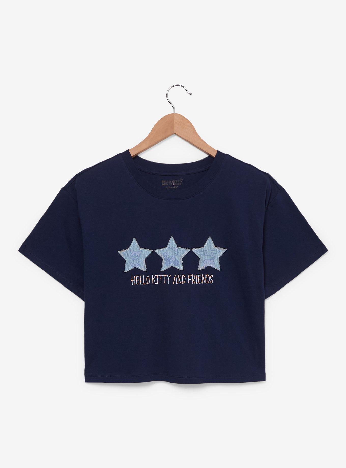 Sanrio Hello Kitty and Friends Denim Stars Women's Cropped T-Shirt - BoxLunch Exclusive, , hi-res