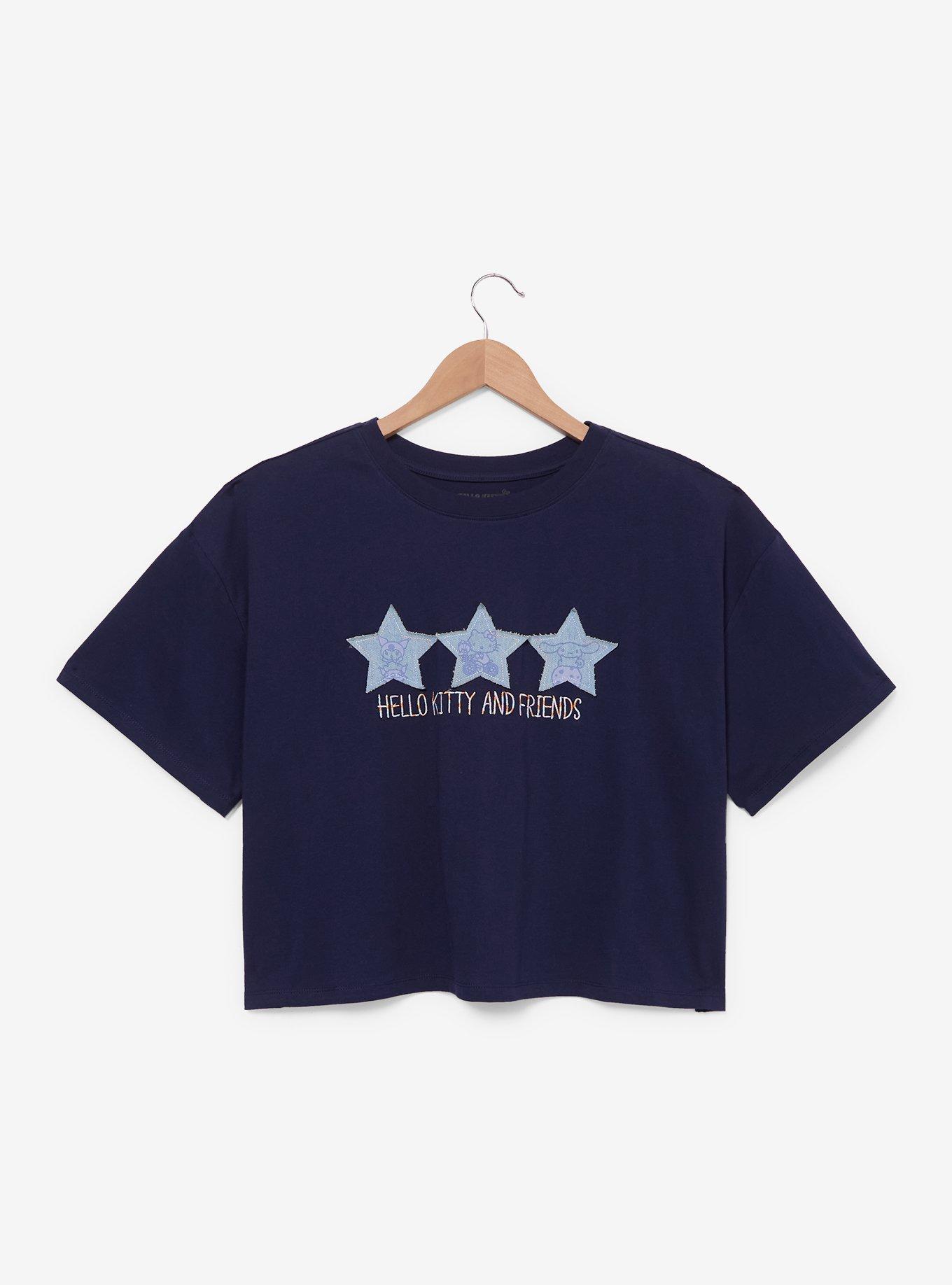 Sanrio Hello Kitty and Friends Denim Stars Women's Plus Size Cropped T-Shirt - BoxLunch Exclusive, , hi-res