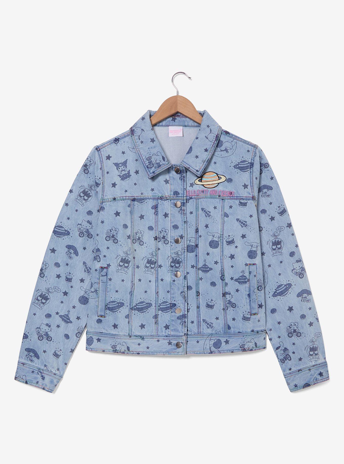 Sanrio Hello Kitty and Friends Space Allover Print Women's Plus Size Denim Jacket - BoxLunch Exclusive, , hi-res