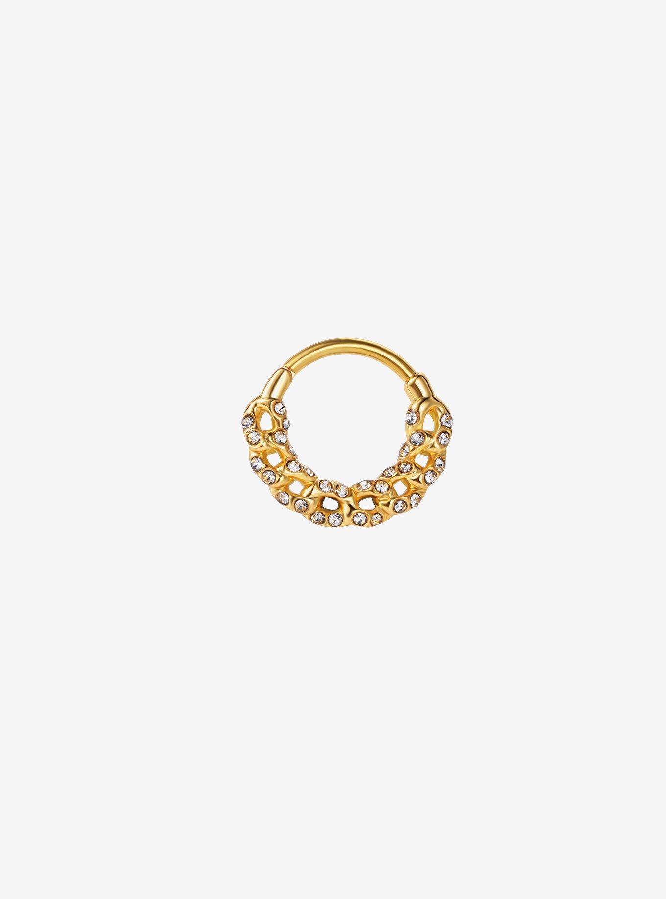 Steel Gold Jeweled Chain Hinged Clicker, MULTI, hi-res