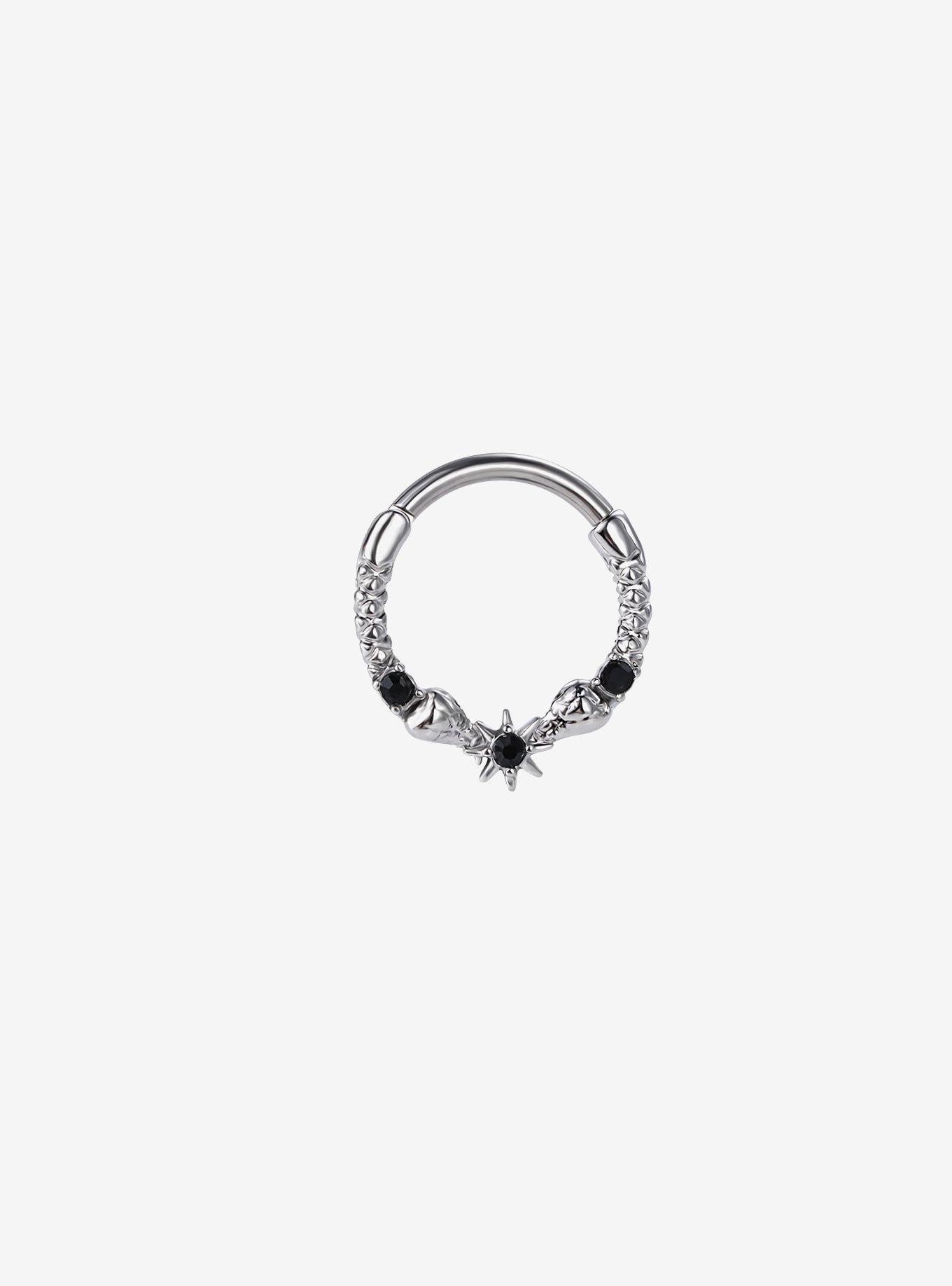 Steel Silver Star & Gem Hinged Clicker, MULTI, hi-res
