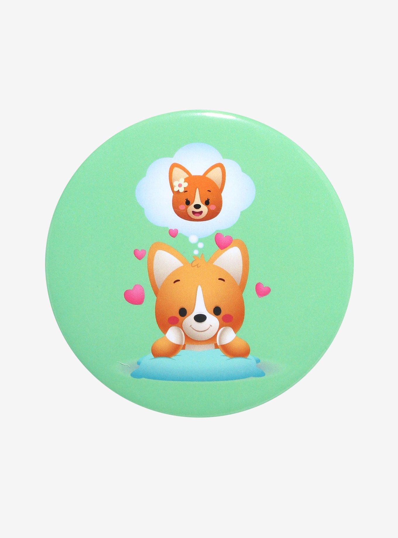 Chibi Corgi Crush 3 Inch Button, , hi-res
