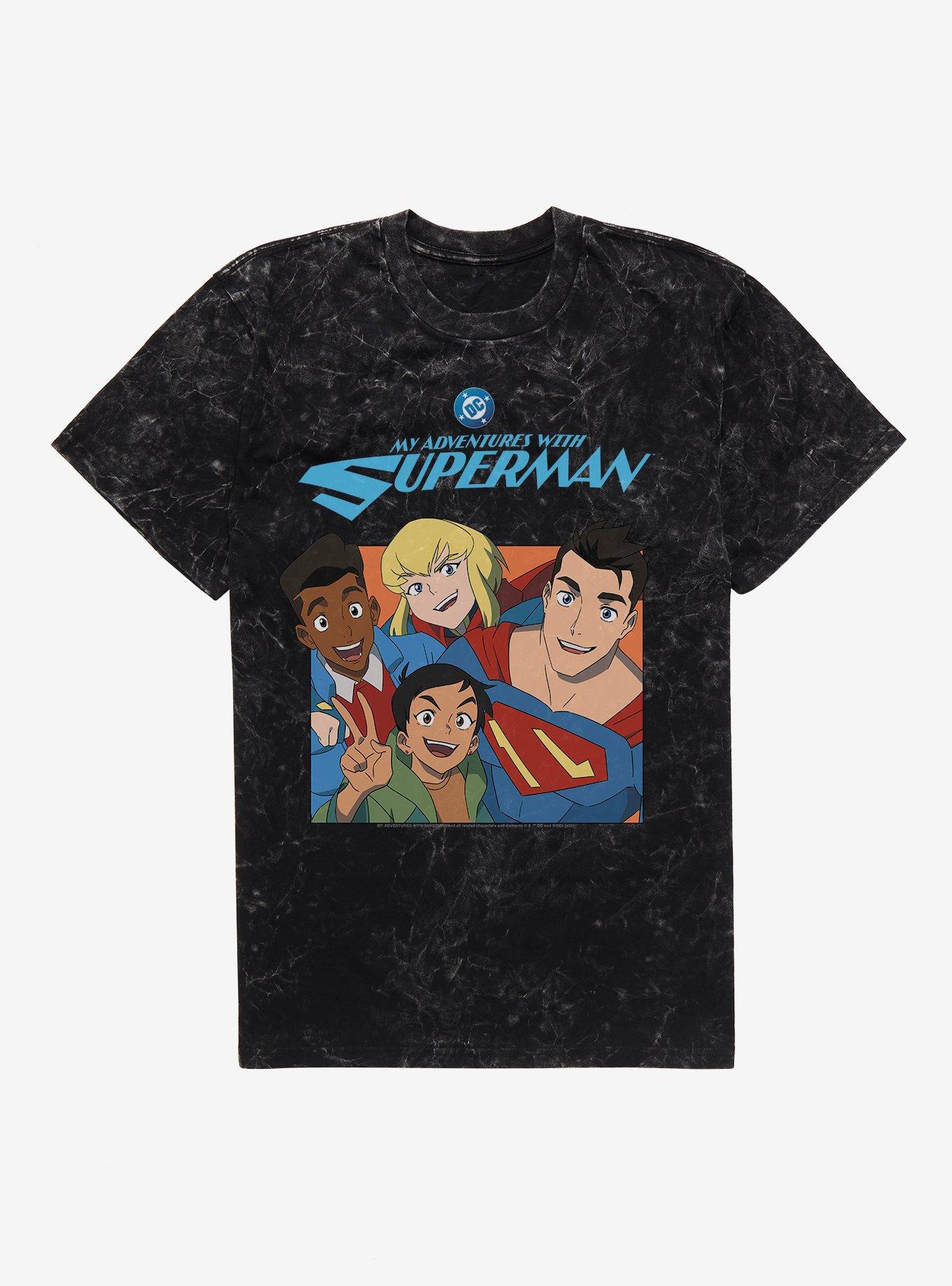 DC My Adventures With Superman Group Mineral Wash T-Shirt, BLACK MINERAL WASH, hi-res