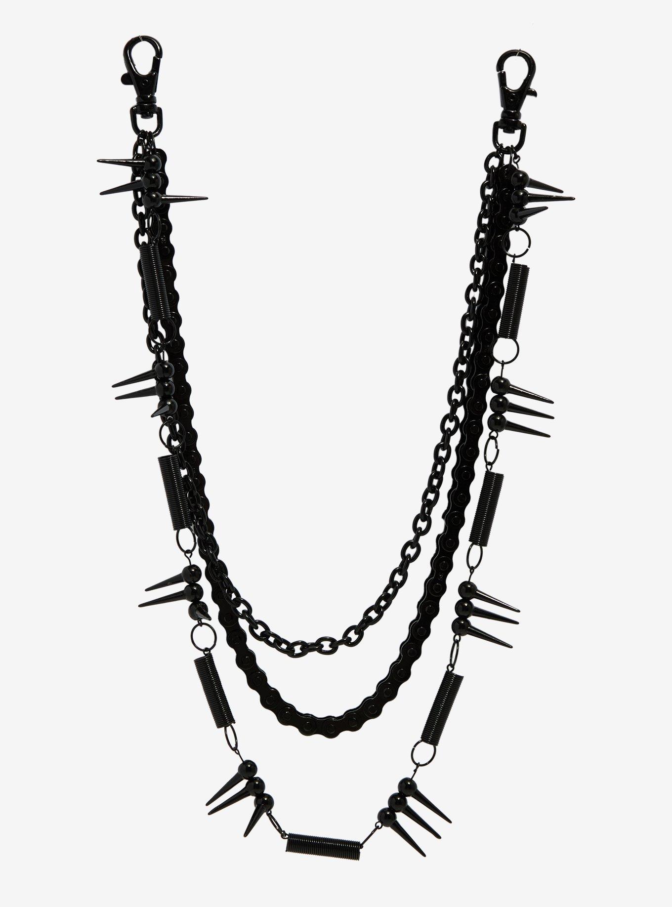Black 18 Inch, 20 Inch & 24 Inch Triple Wallet Chain, , hi-res