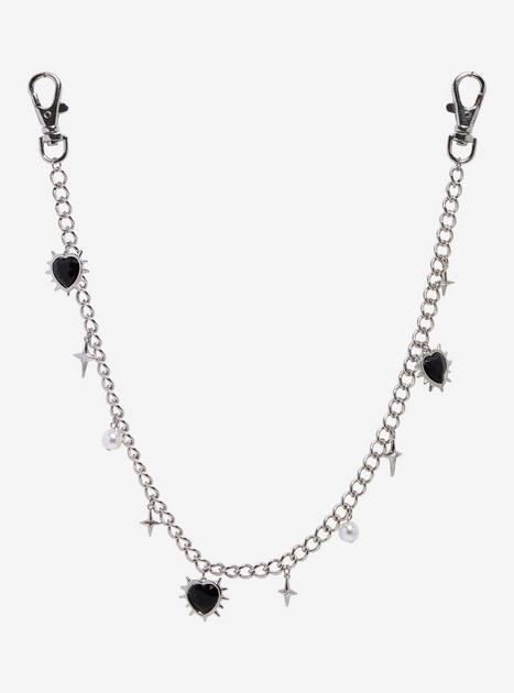 Spiky Black Heart Star 18 Inch Wallet Chain | Hot Topic
