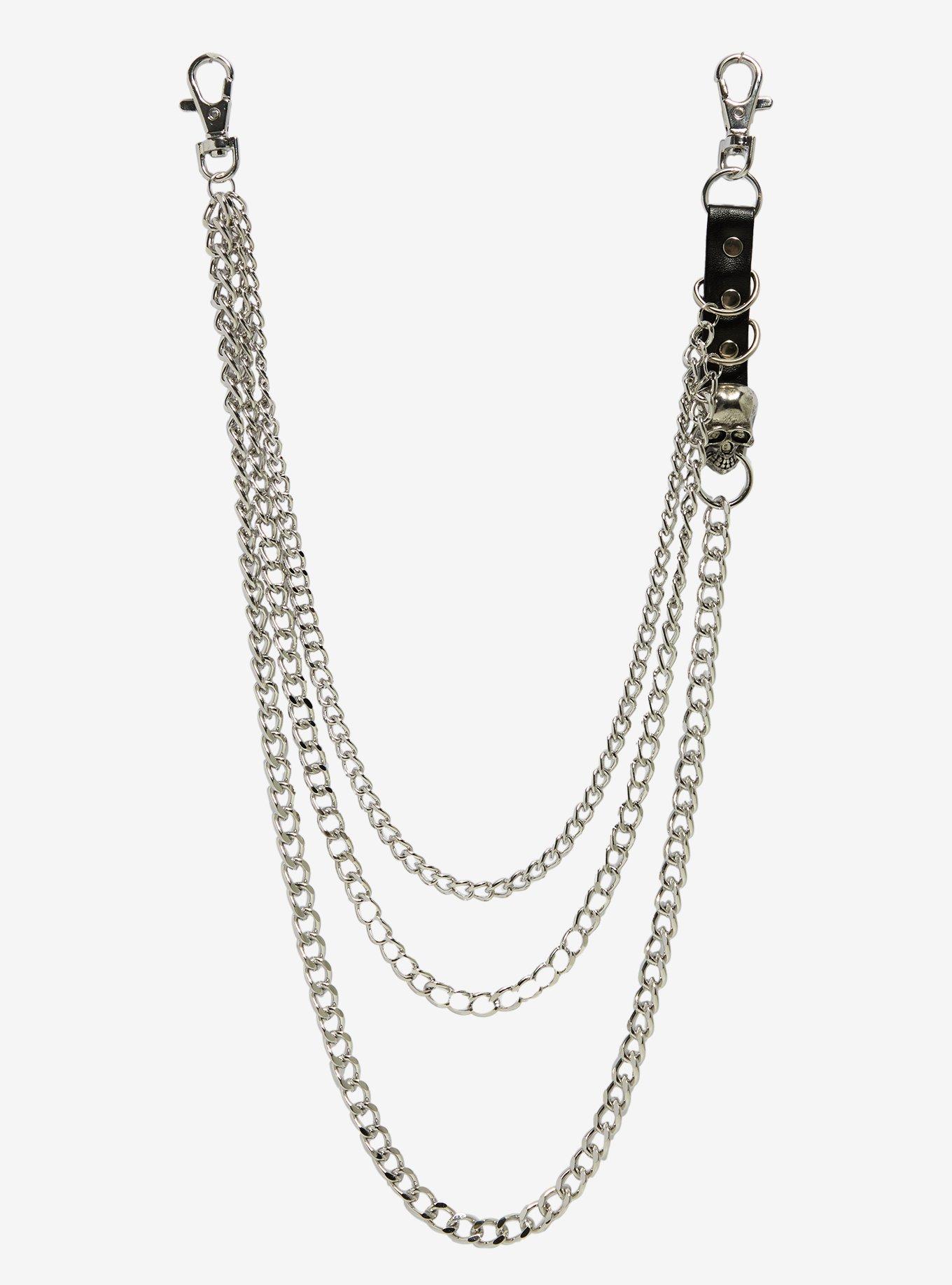 Skull Ring 16 Inch, 18 Inch & 22 Inch Triple Wallet Chain, , hi-res