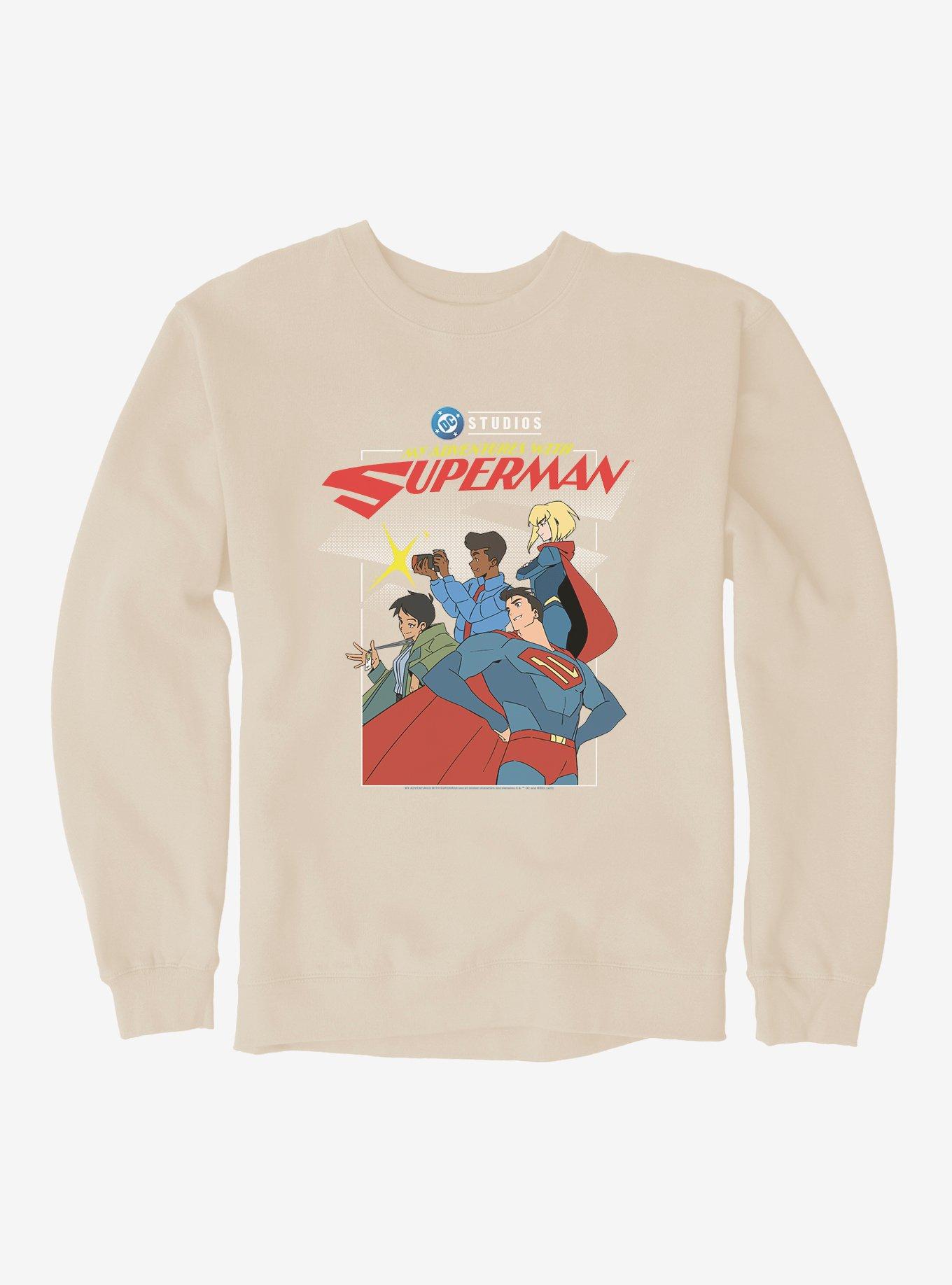 DC My Adventures With Superman Posing Group Sweatshirt, SAND, hi-res