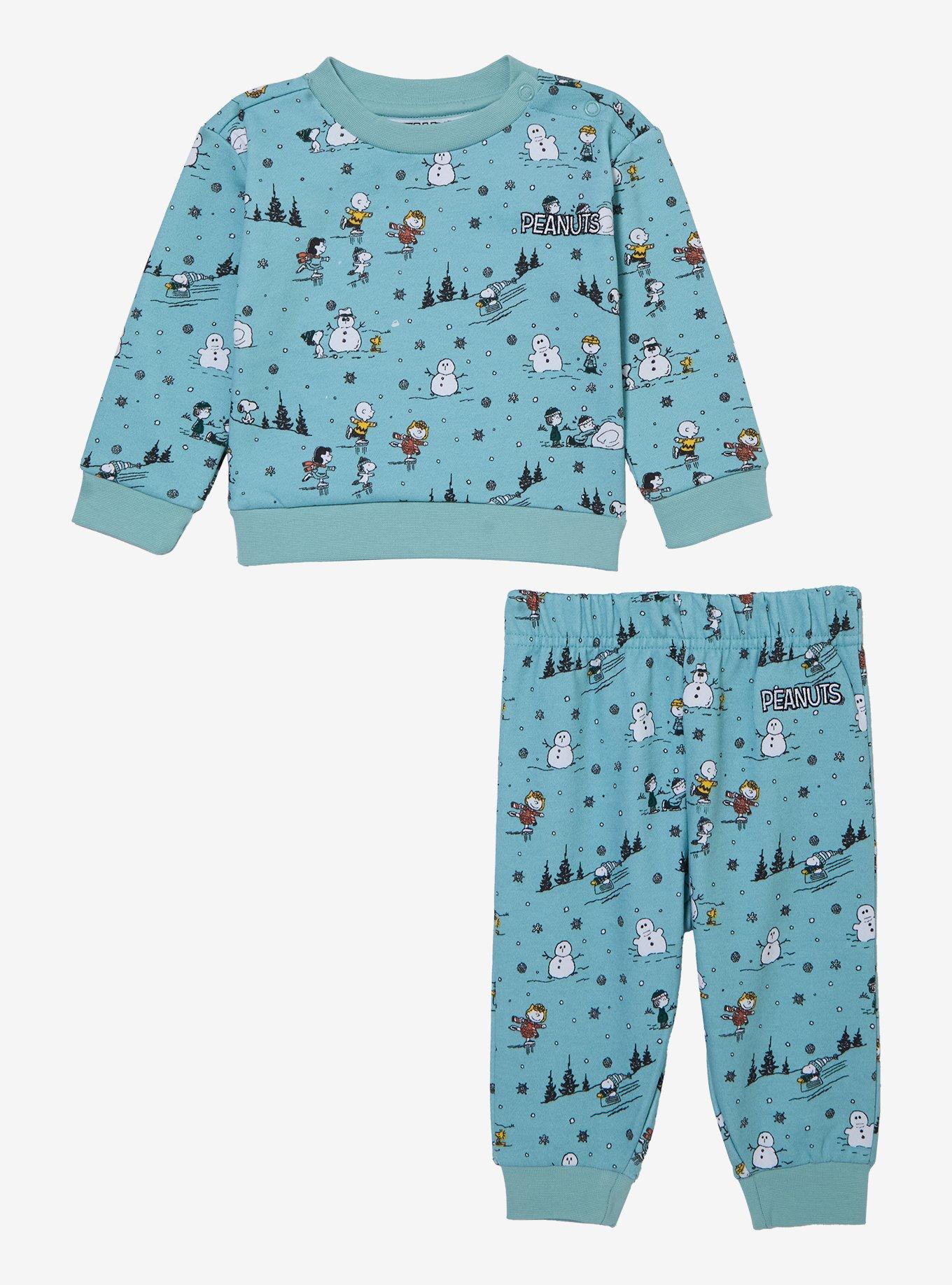Peanuts Winter Scene Allover Print Infant Crewneck and Sweatpants Set - BoxLunch Exclusive, , hi-res