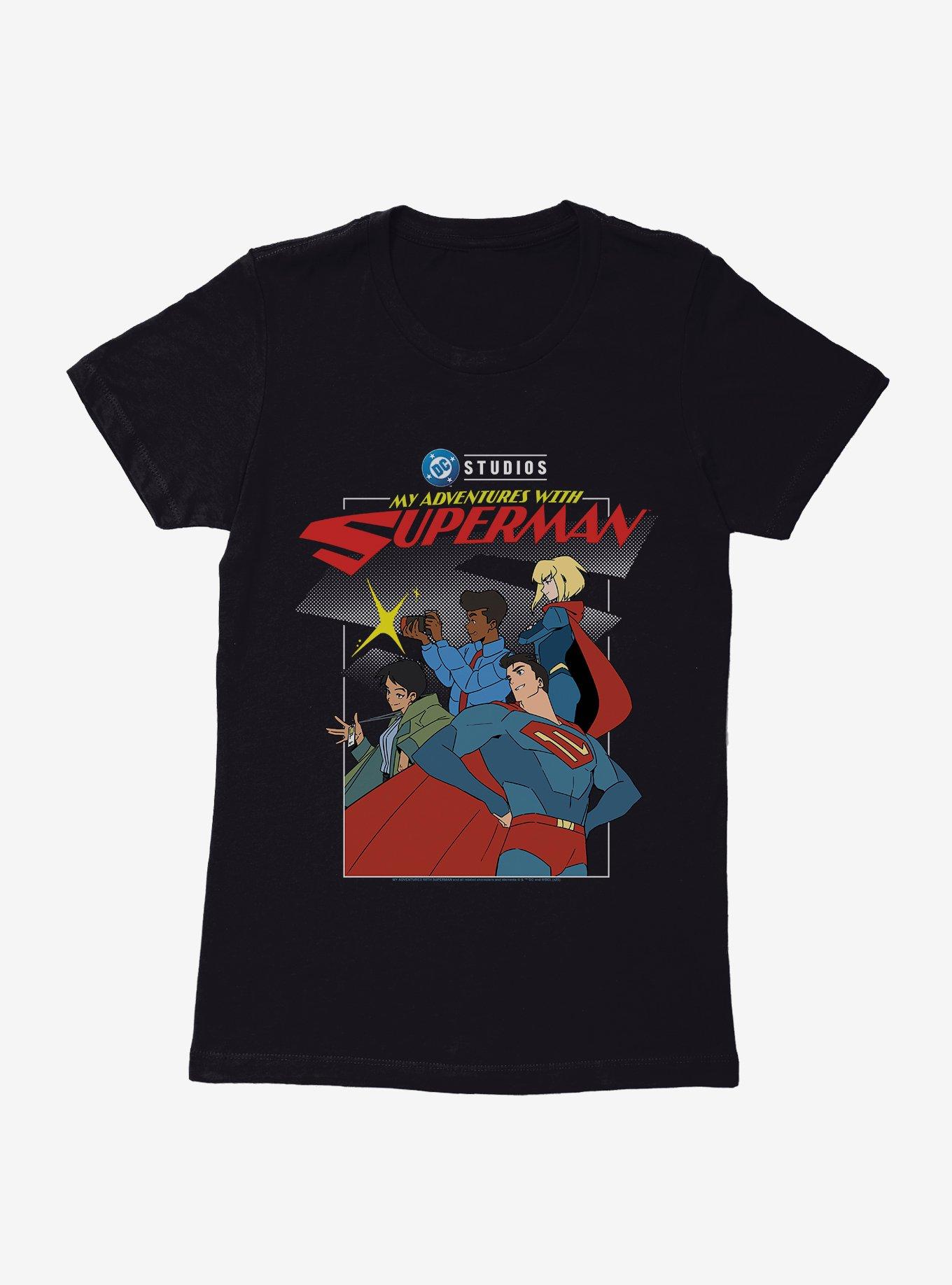 DC My Adventures With Superman Posing Group Womens T-Shirt,New Products : American Fashion Style Bags On Sale