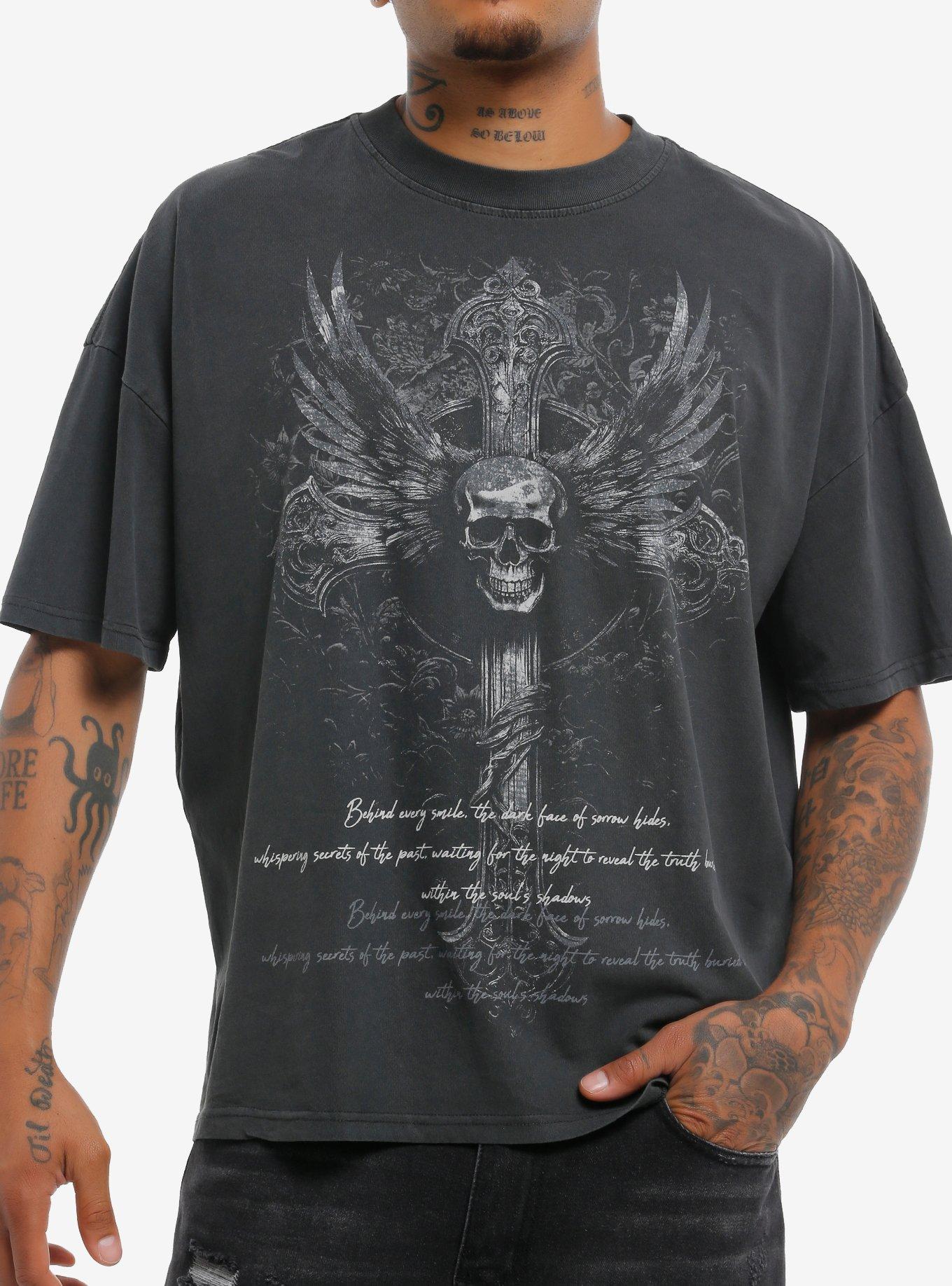 Gothic Skull Cross T-Shirt, , hi-res