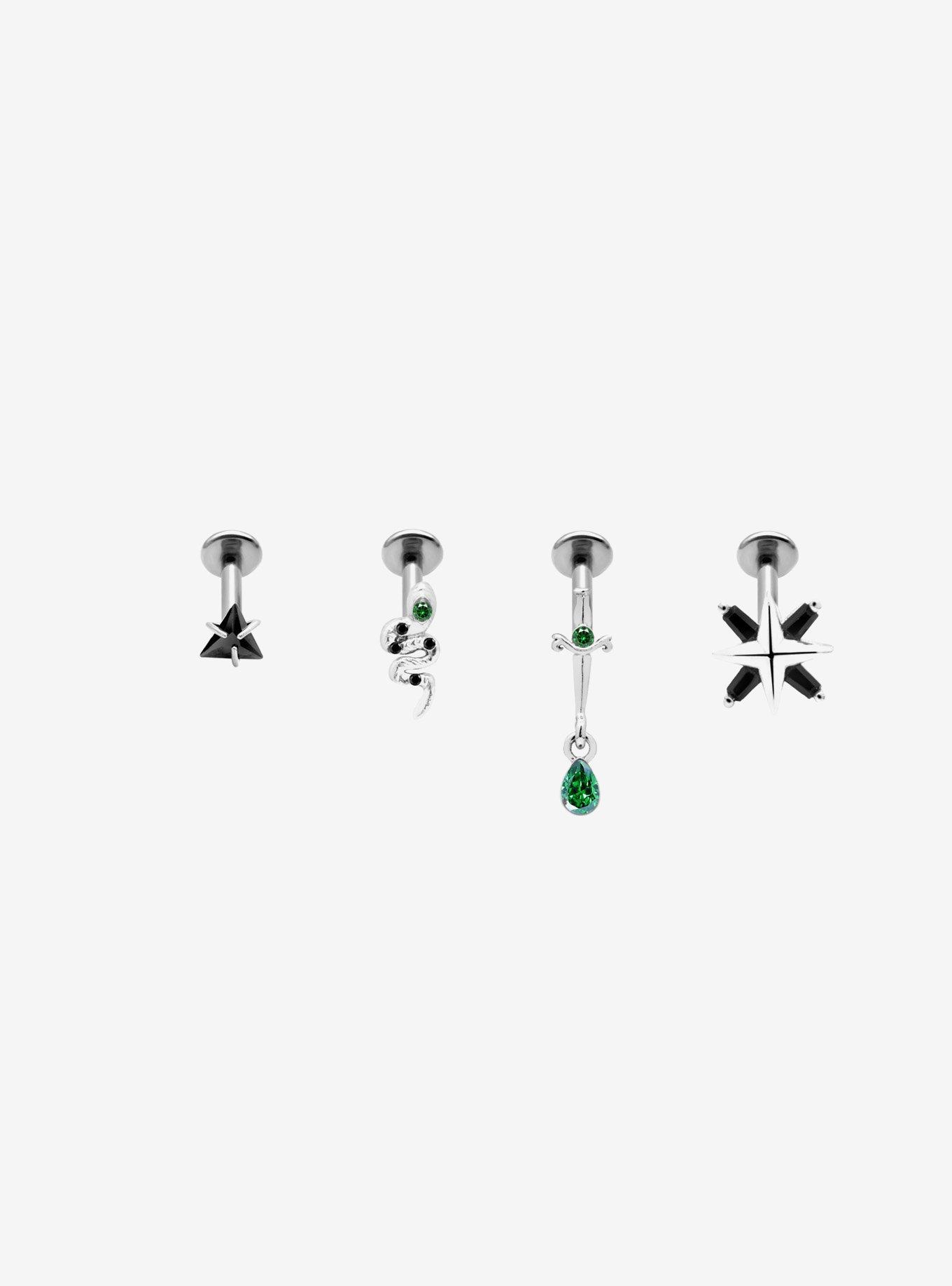 Steel Silver Snake & Dagger Labret Stud 4 Pack, , hi-res