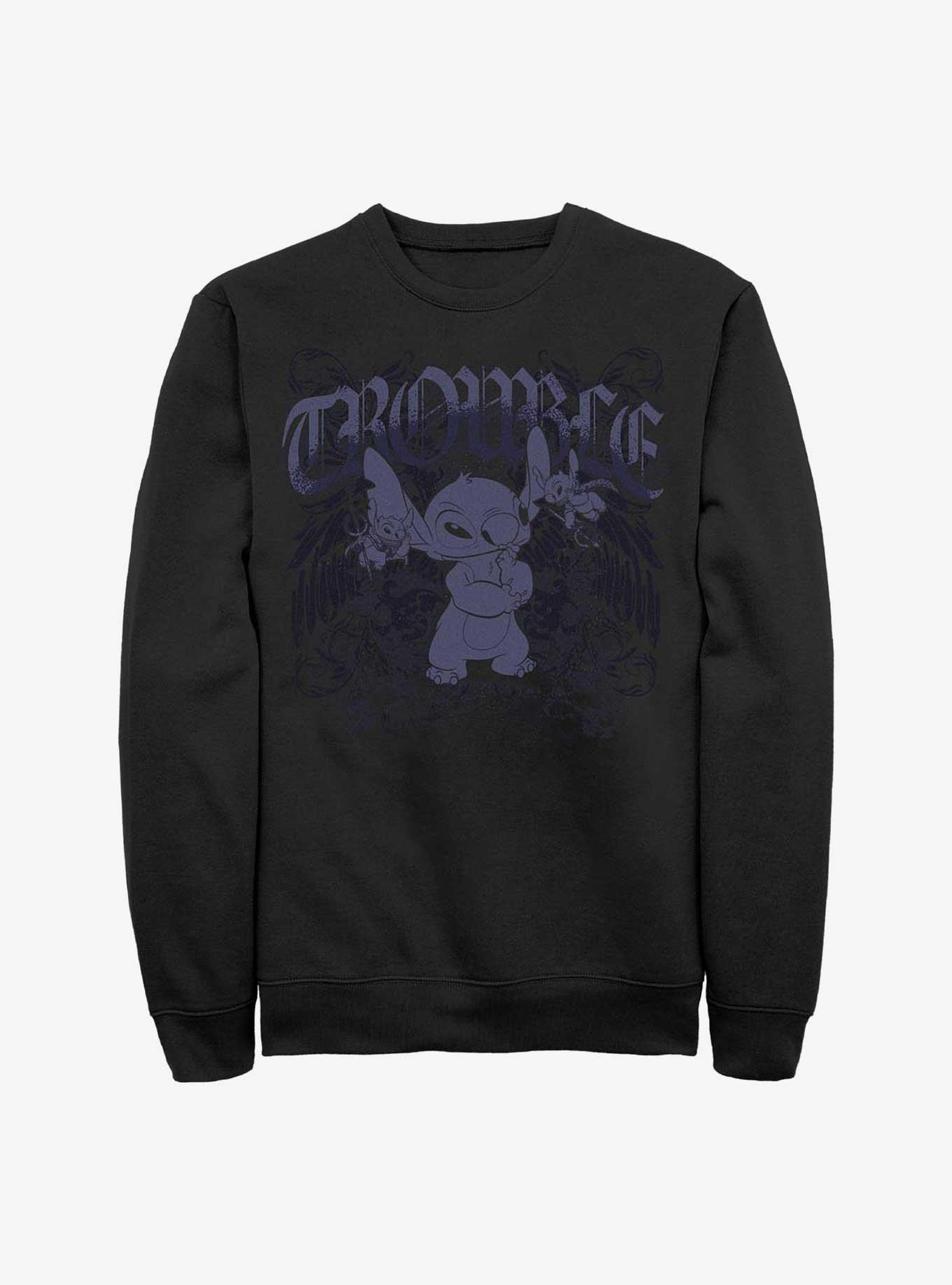 Disney Lilo & Stitch Total Trouble Sweatshirt Hot Topic Exclusive, BLACK, hi-res