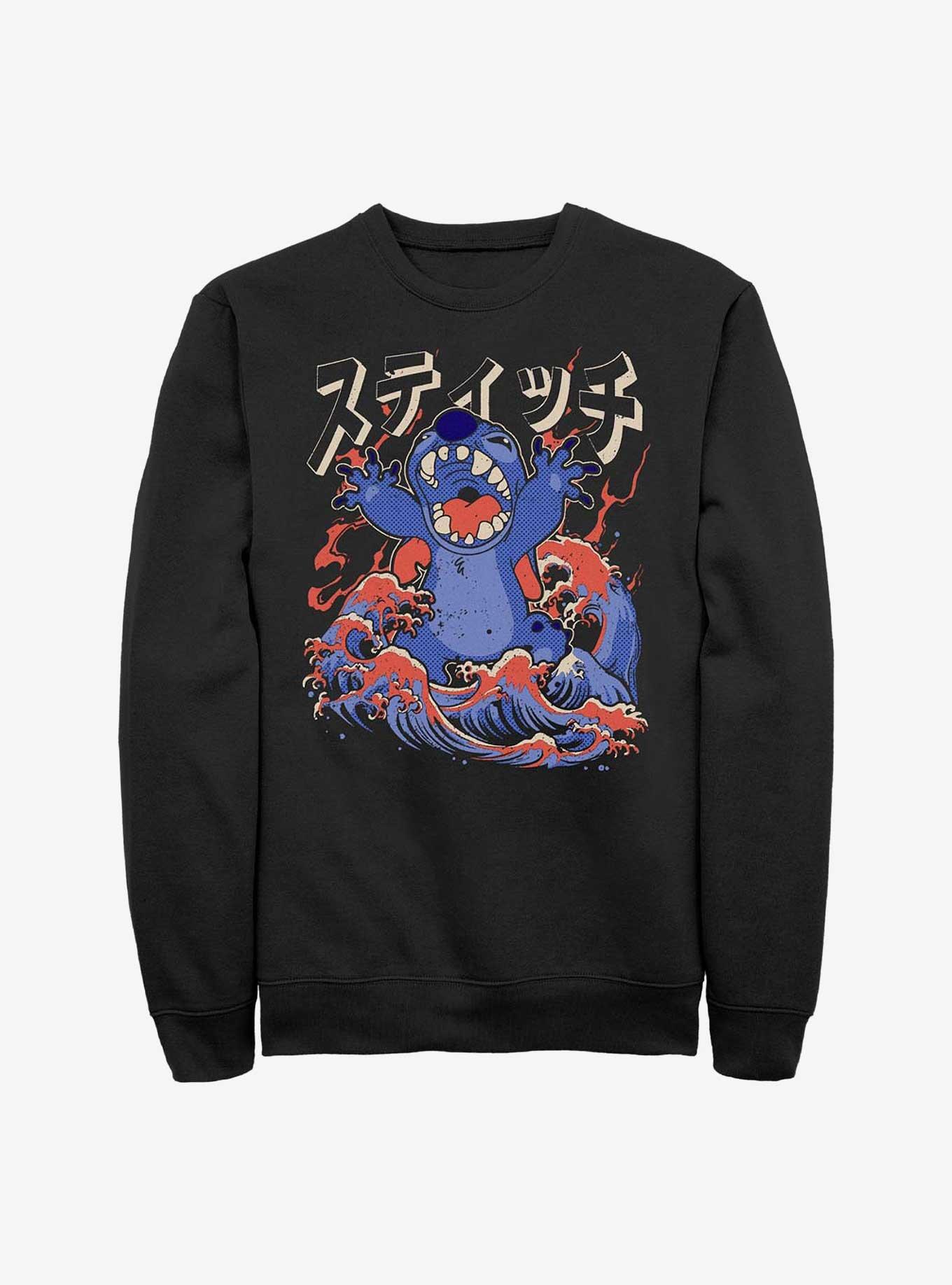 Disney Lilo & Stitch Kaiju Stitch Waves Sweatshirt Hot Topic Web Exclusive, , hi-res