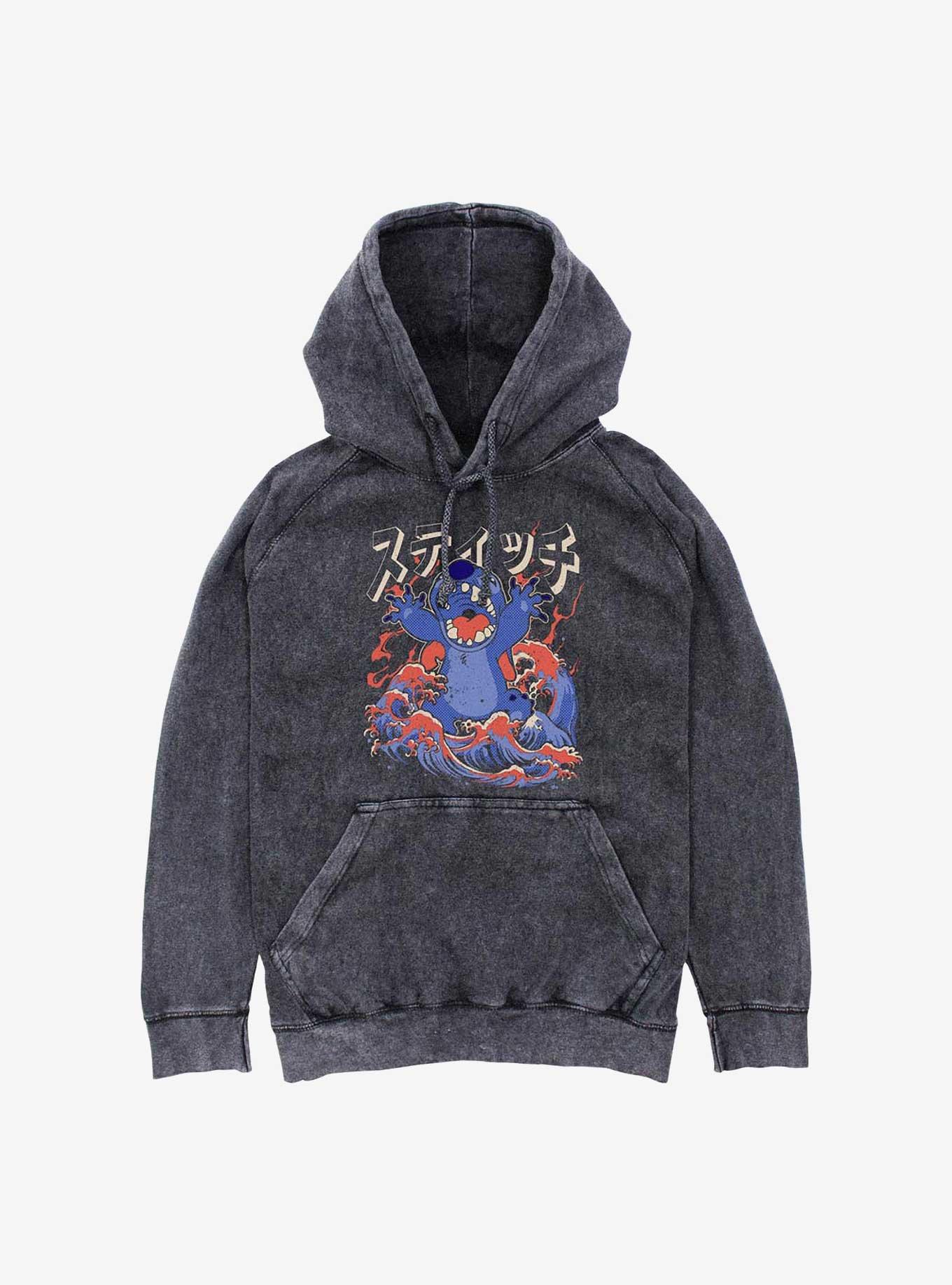 Disney Lilo & Stitch Kaiju Stitch Waves Mineral Wash Hoodie Hot Topic Web Exclusive, , hi-res