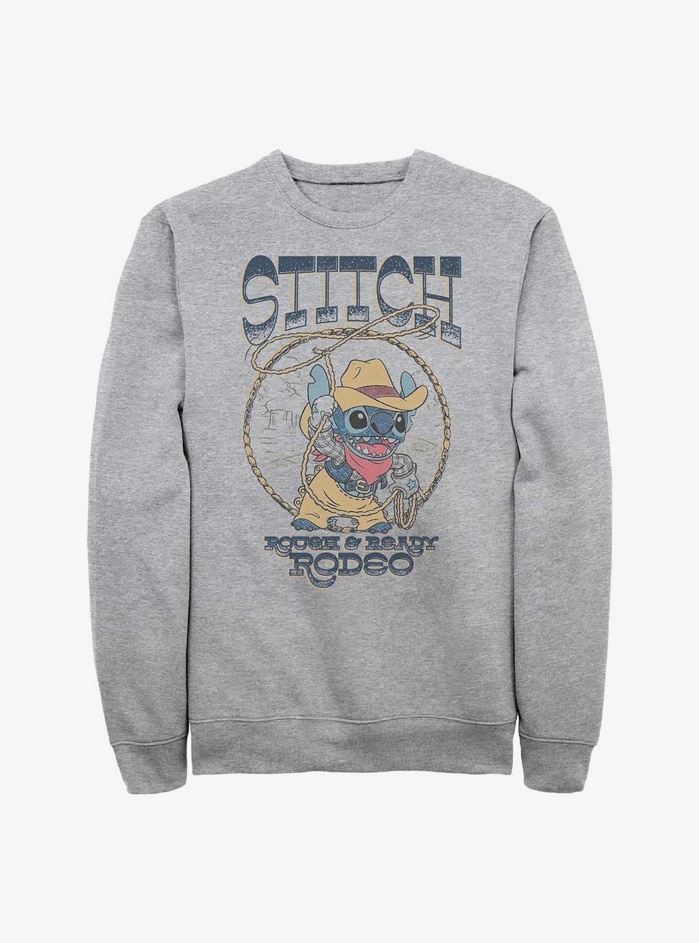 Disney Lilo & Stitch Rough & Ready Rodeo Sweatshirt Hot Topic Exclusive, ATH HTR, hi-res