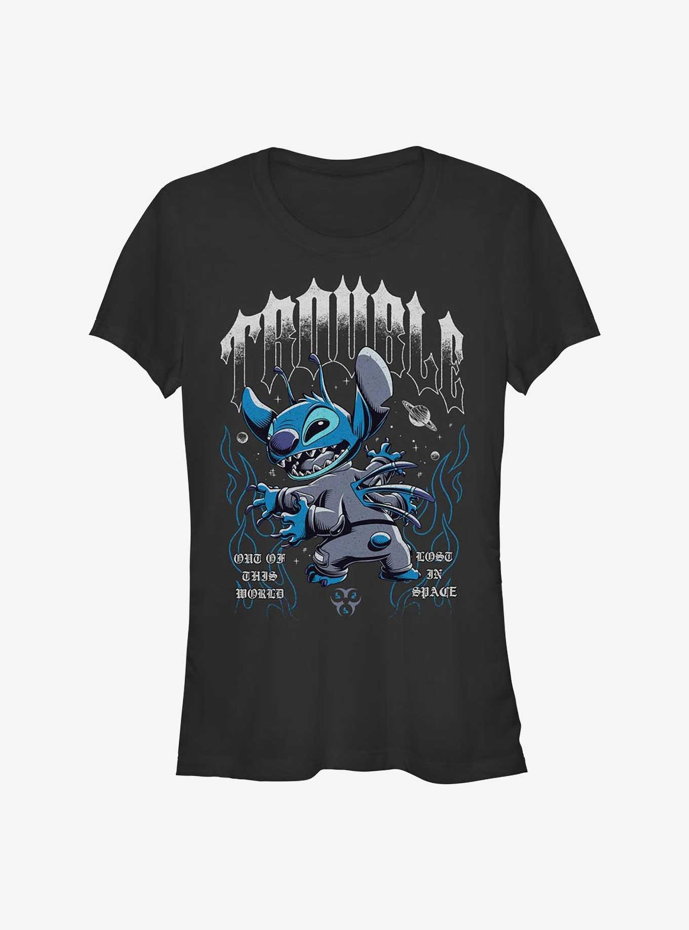 Disney Lilo & Stitch Cosmic Trouble Girls T-Shirt Hot Topic Exclusive, BLACK, hi-res