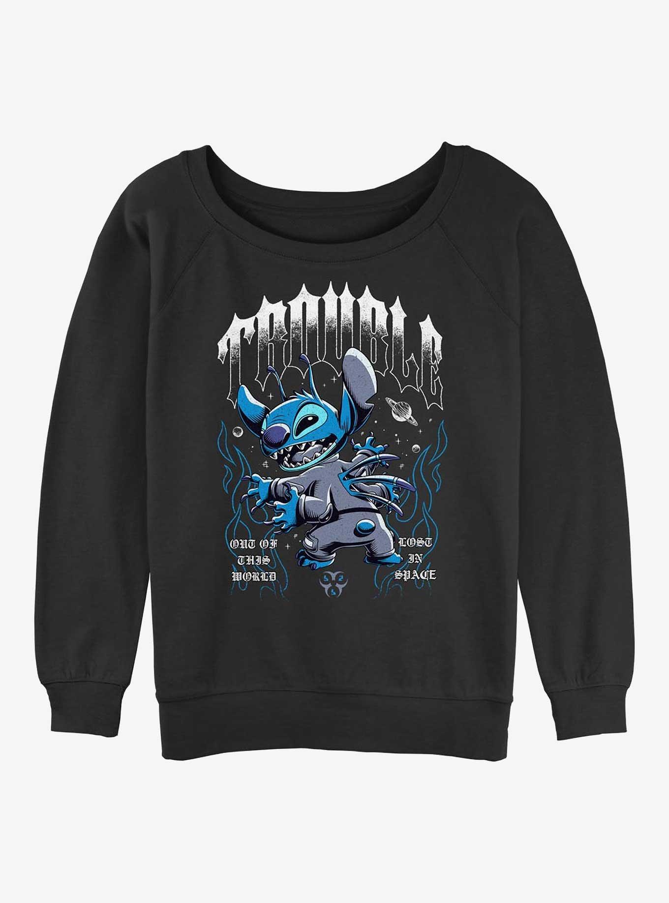 Disney Lilo & Stitch Cosmic Trouble Girls Slouchy Sweatshirt Hot Topic Exclusive, , hi-res