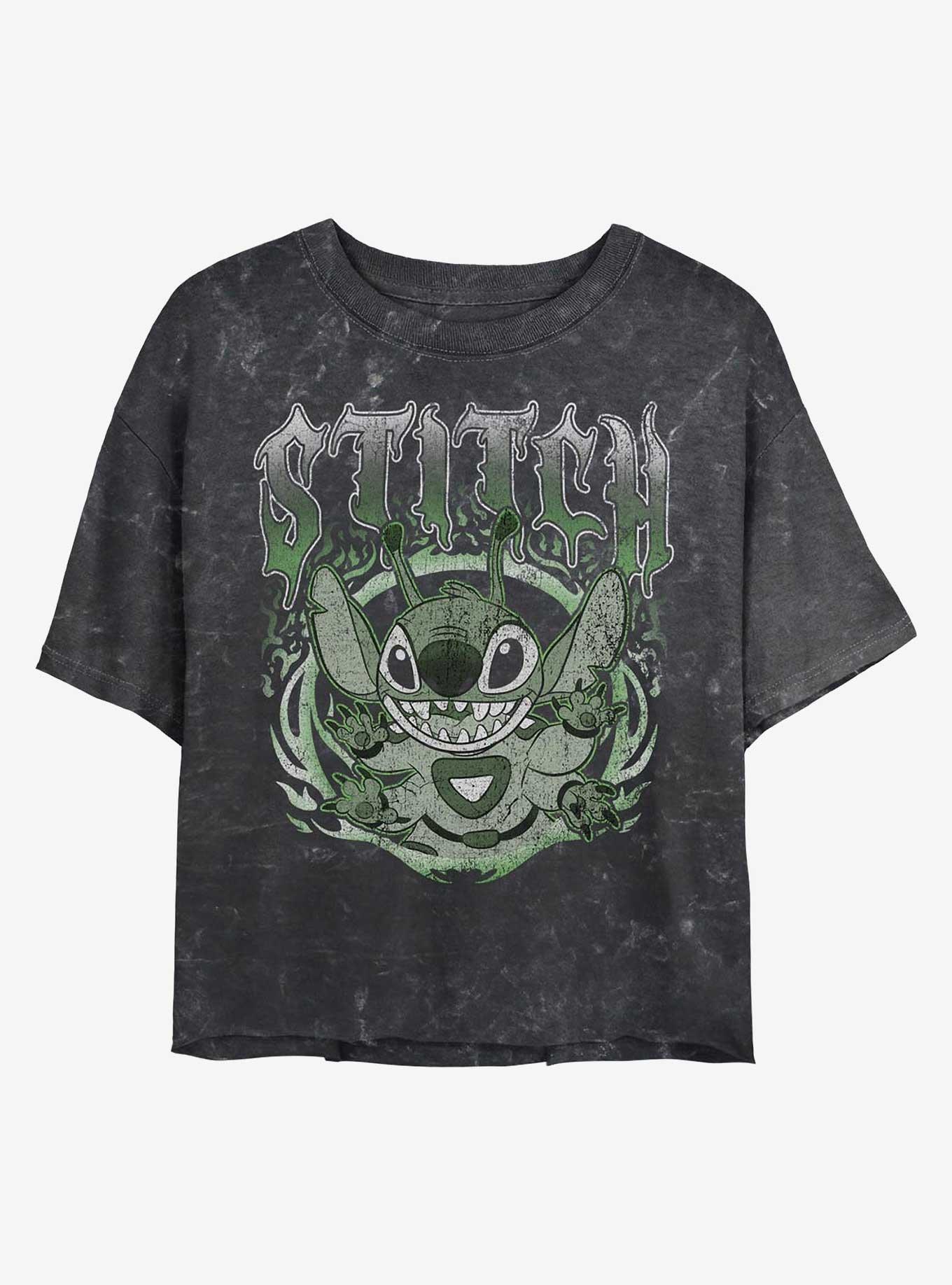 Disney Lilo & Stitch Experiment 626 Girls Mineral Wash Crop T-Shirt Hot Topic Exclusive, , hi-res