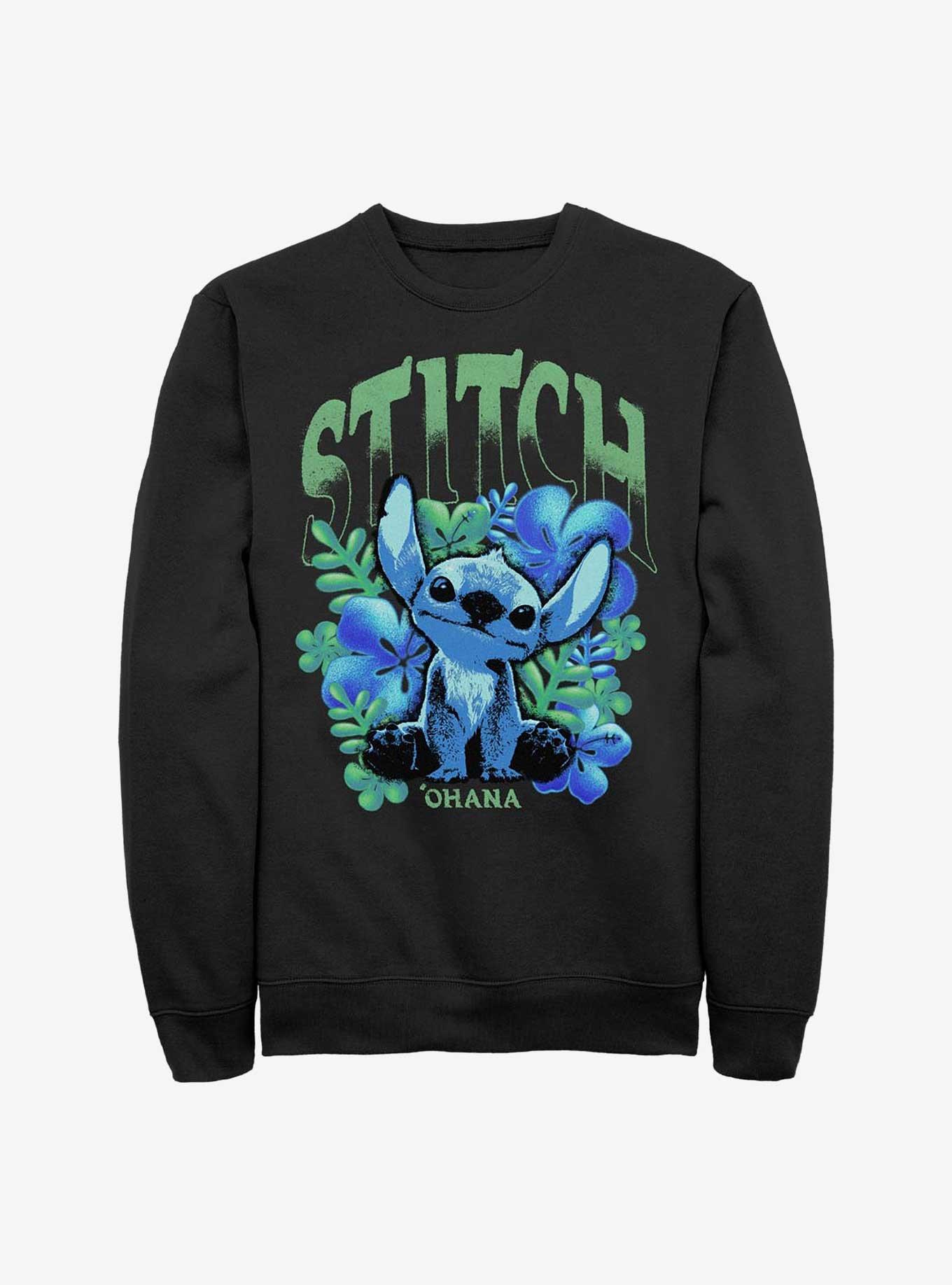 Disney Lilo & Stitch Dark Flowers Sweatshirt Hot Topic Web Exclusive, , hi-res