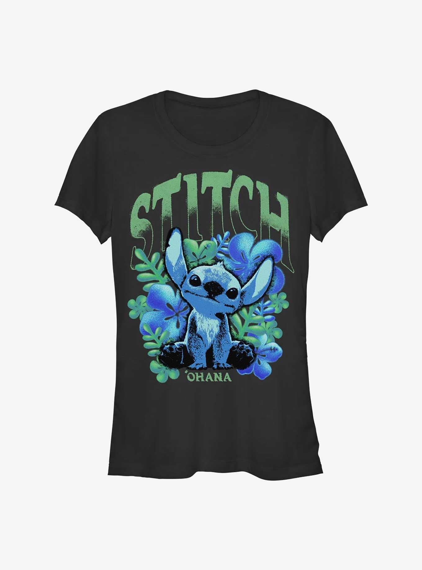 Disney Lilo & Stitch Dark Flowers Girls T-Shirt Hot Topic Exclusive, , hi-res