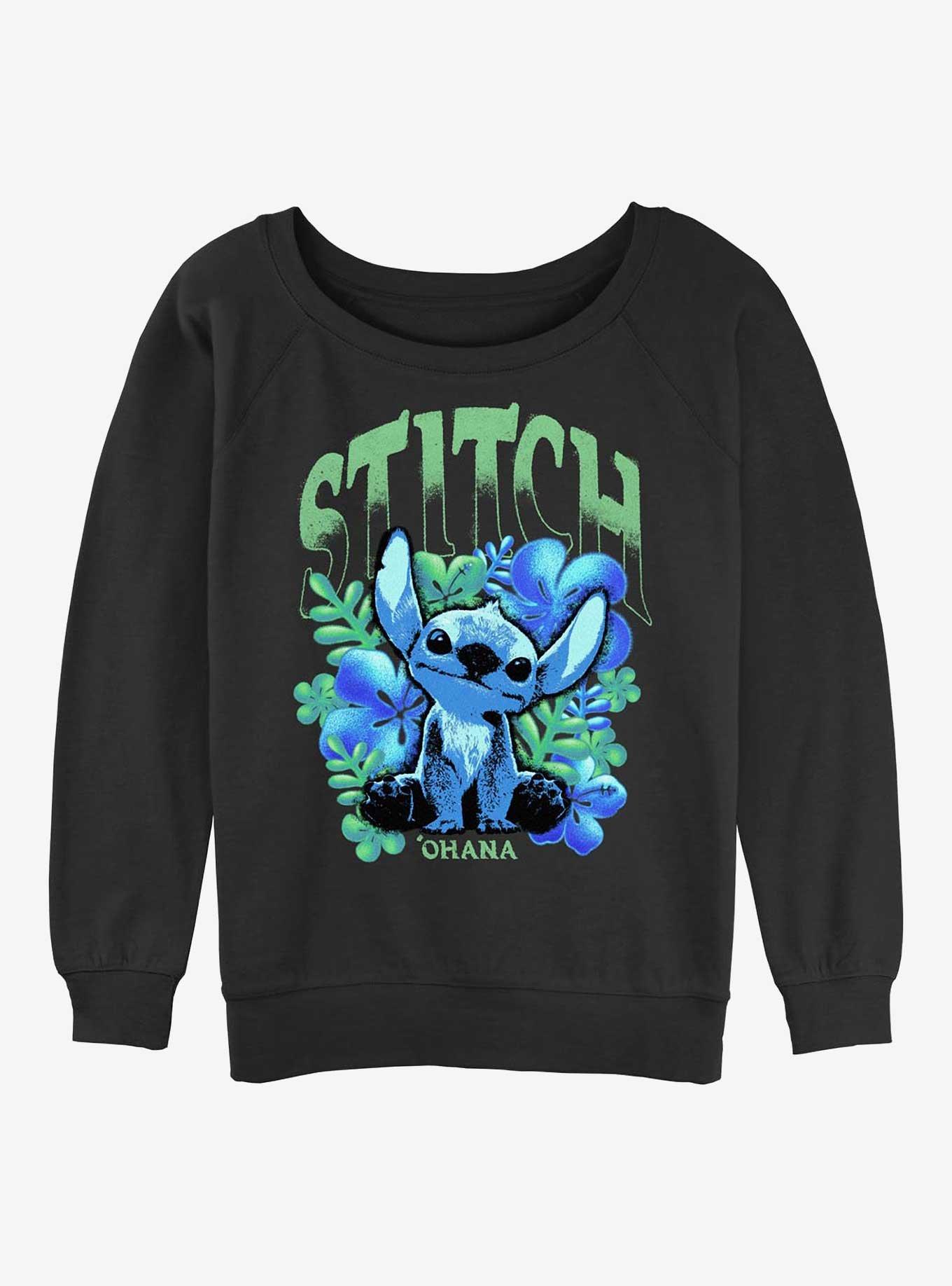 Disney Lilo & Stitch Dark Flowers Girls Slouchy Sweatshirt Hot Topic Web Exclusive, , hi-res